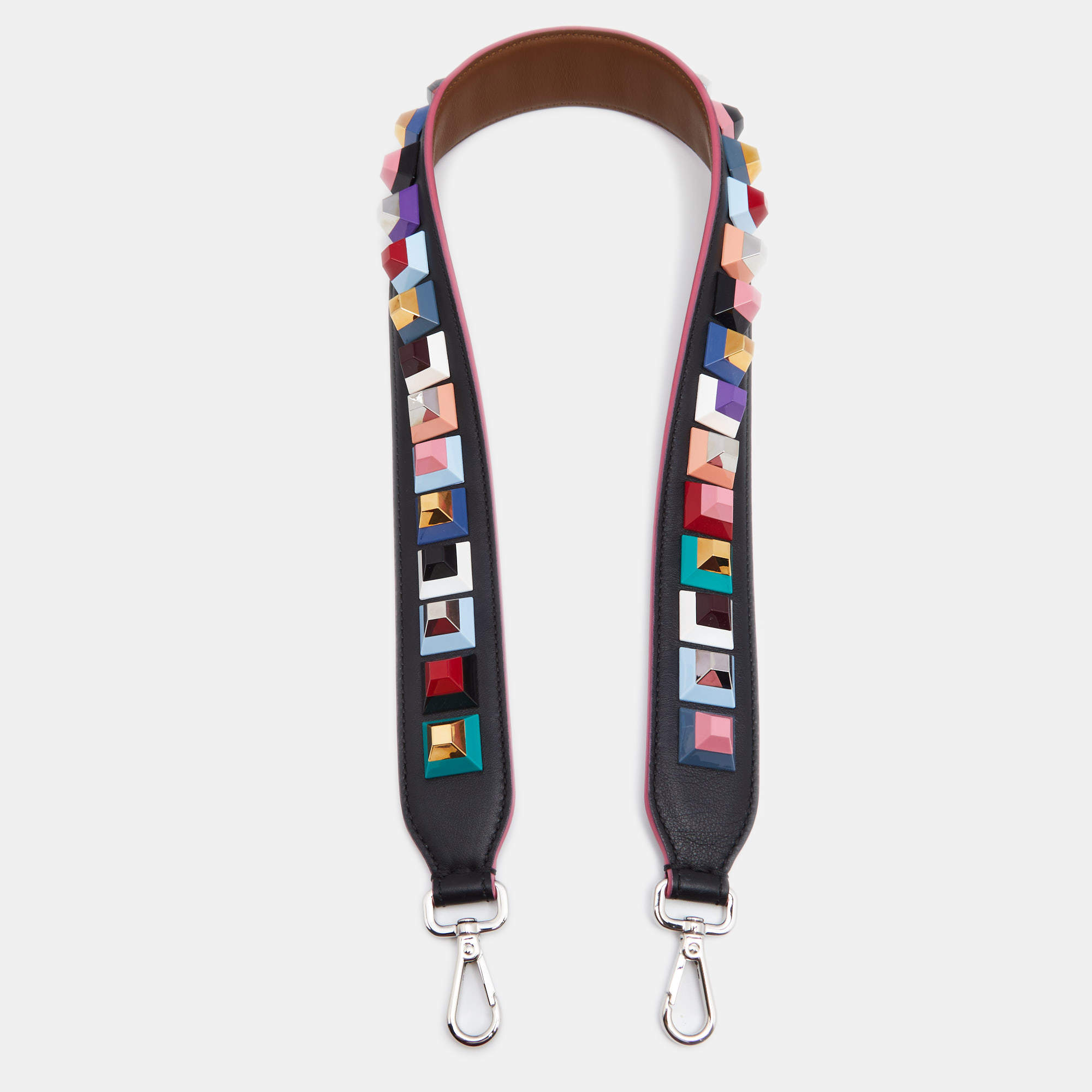 Pre Owned Fendi Multicolor Leather Studded Strap You Shoulder Bag Strap