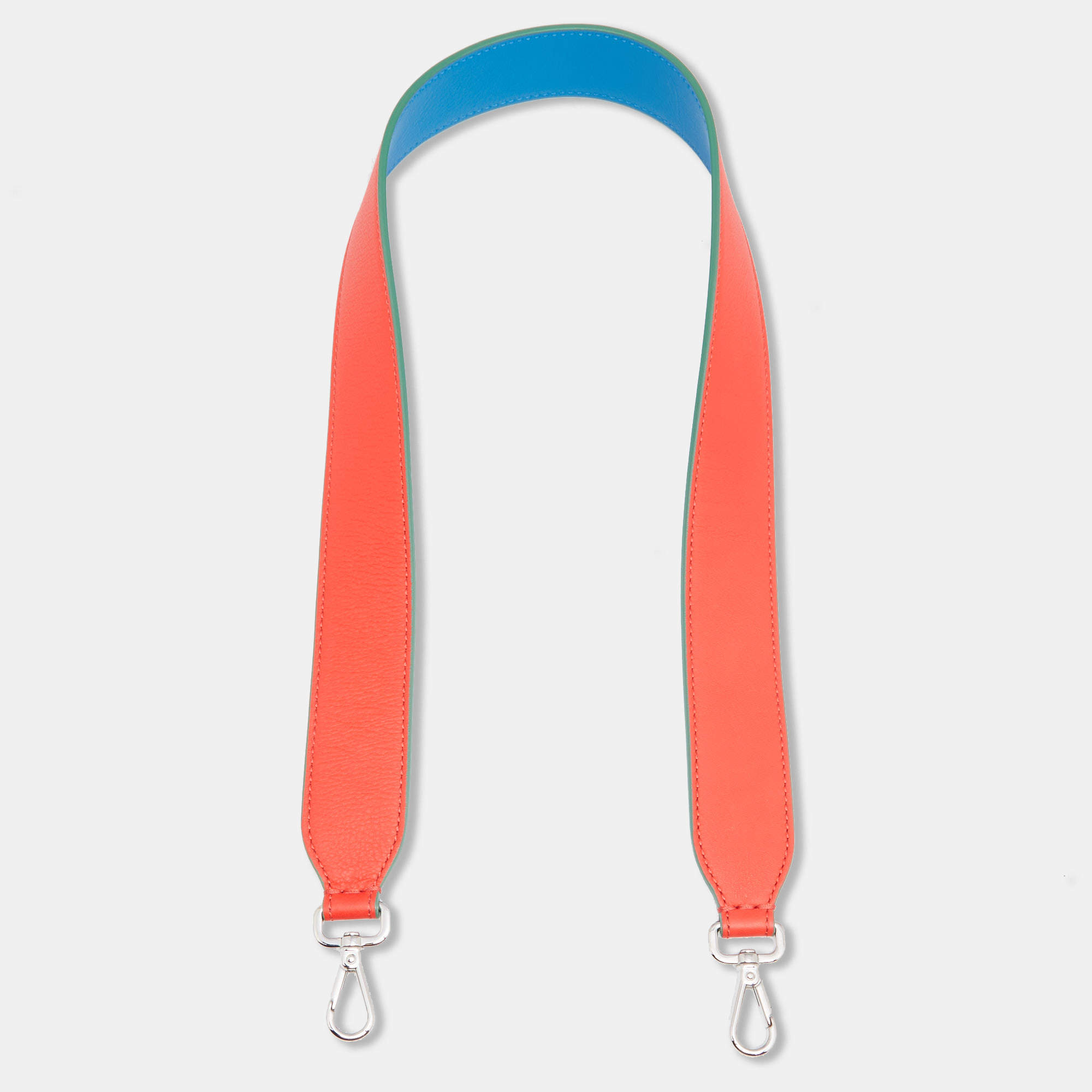 Pre Owned Fendi Orange/Blue Leather Interchangeable Shoulder Bag Strap