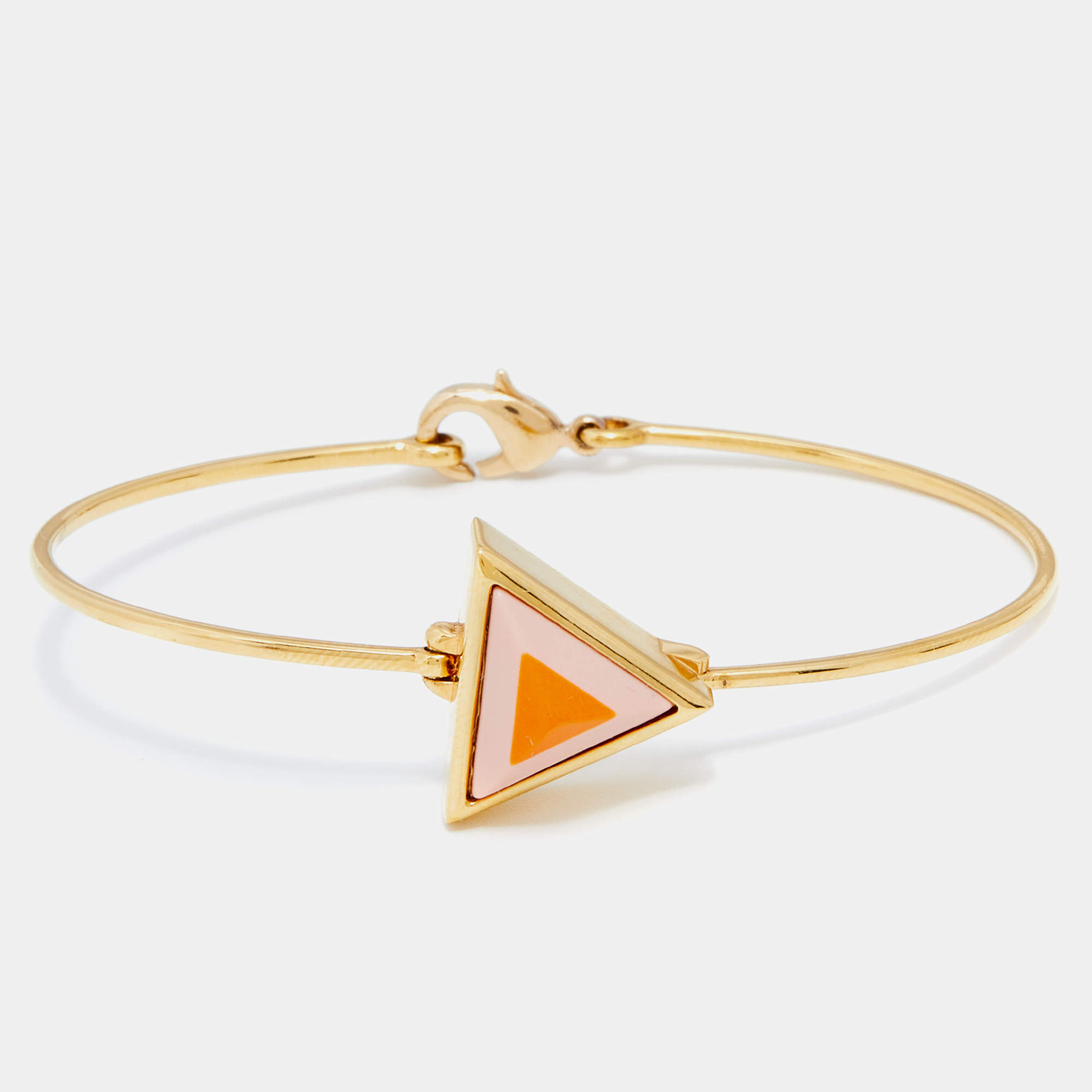 Pre Owned Fendi Pink/Orange Resin Rainbow Pyramid Gold Tone Bracelet M