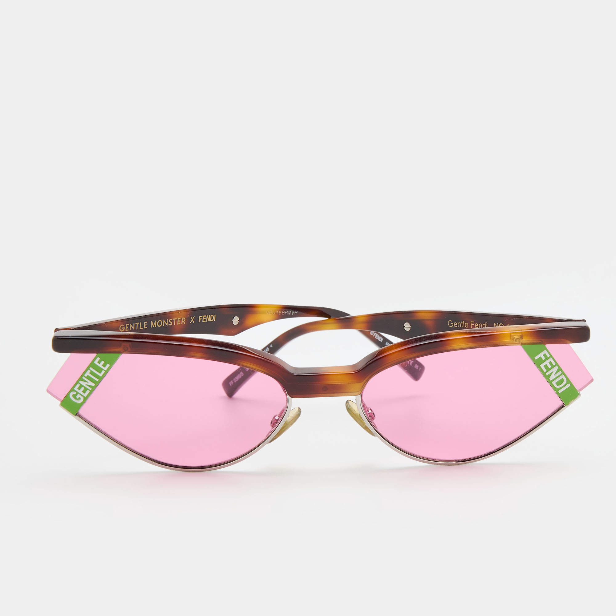 Pre Owned Fendi x Gentle Monster Brown Havana/Pink FF0369 No.1 Cat Eye Sunglasses