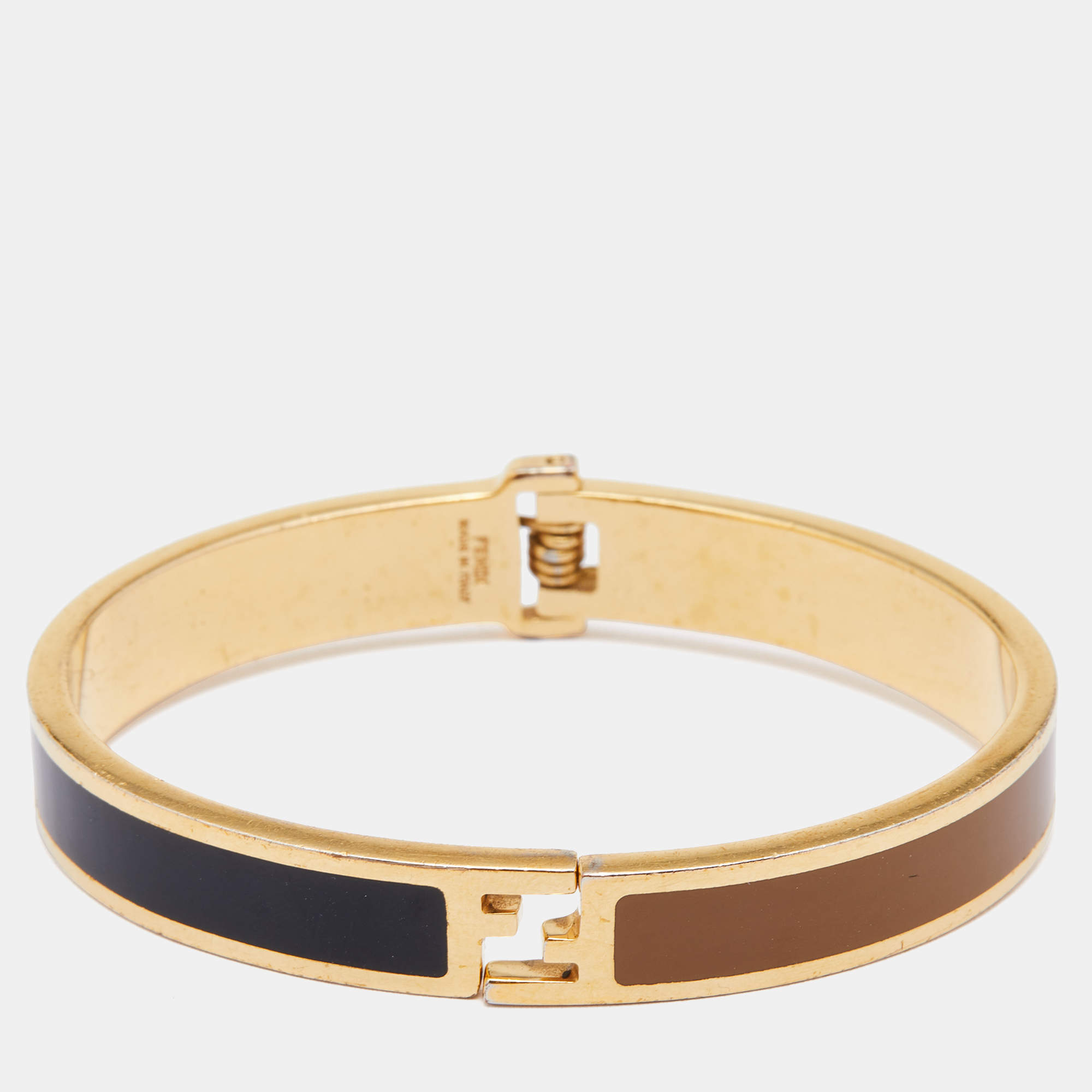 Fendi Fendista Two Tone Enamel Gold Tone Bracelet S Fendi | The Luxury ...