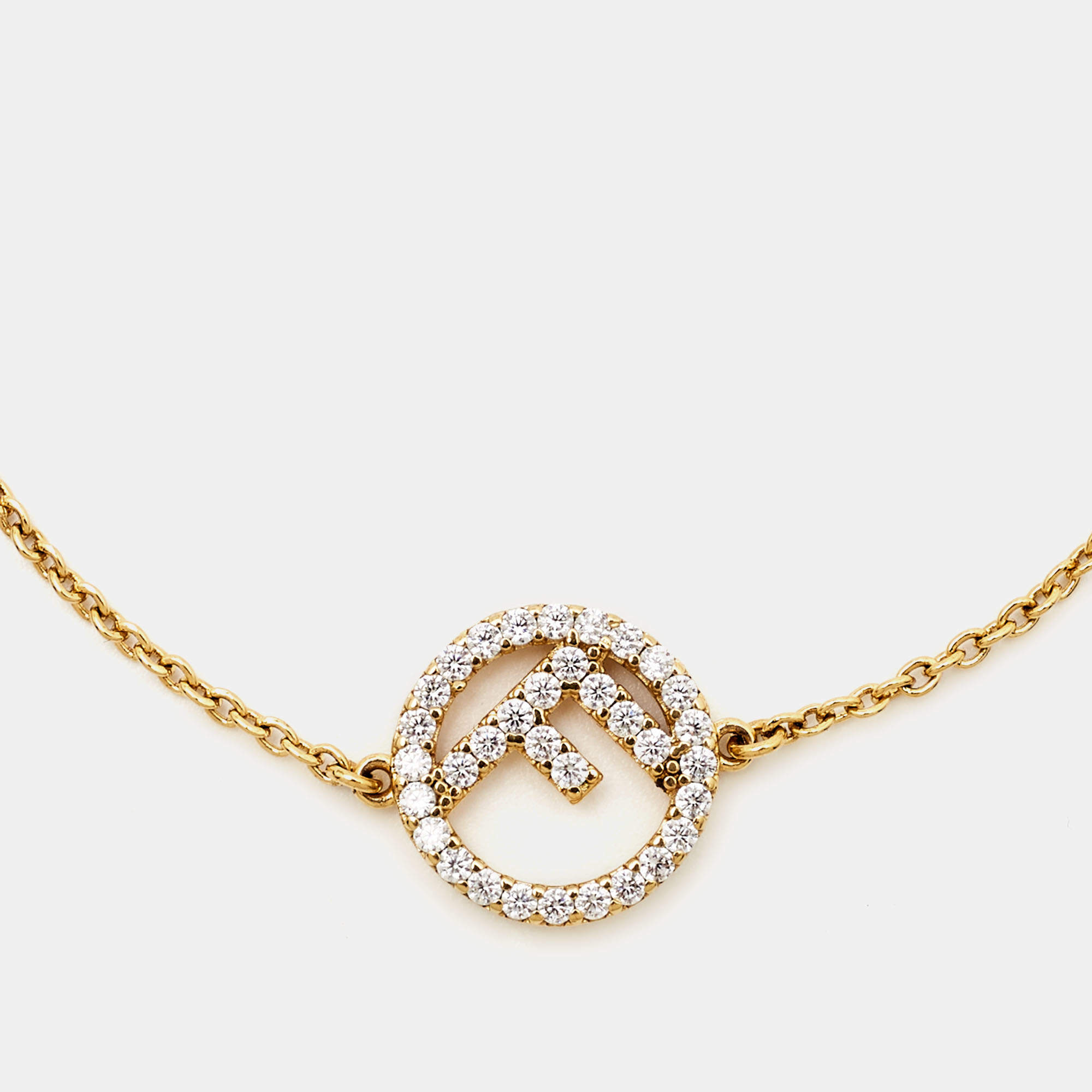 Fendi F is Fendi Crystal Gold Tone Bracelet