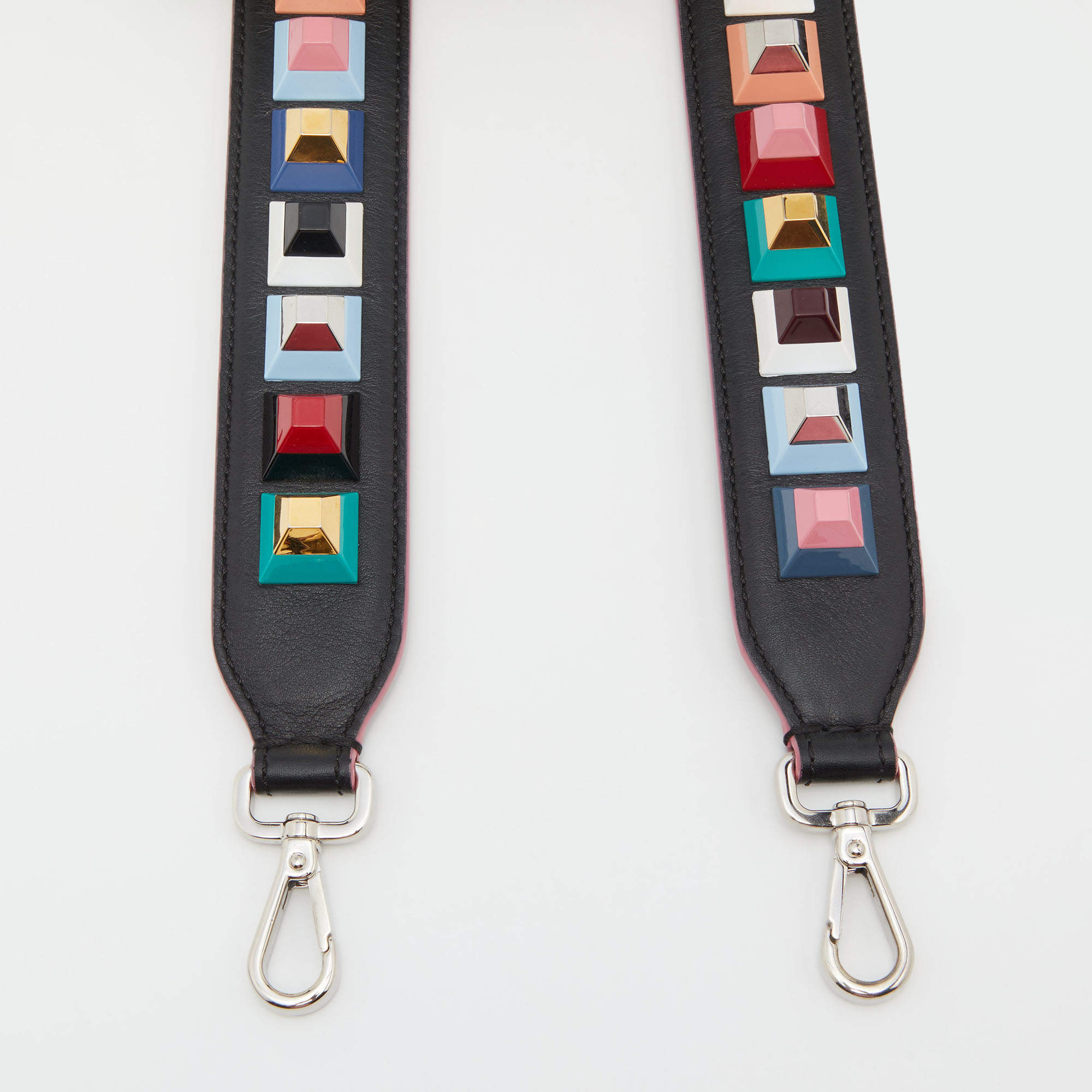 Pre Owned Fendi Multicolor Leather Studded Strap You Shoulder Bag Strap