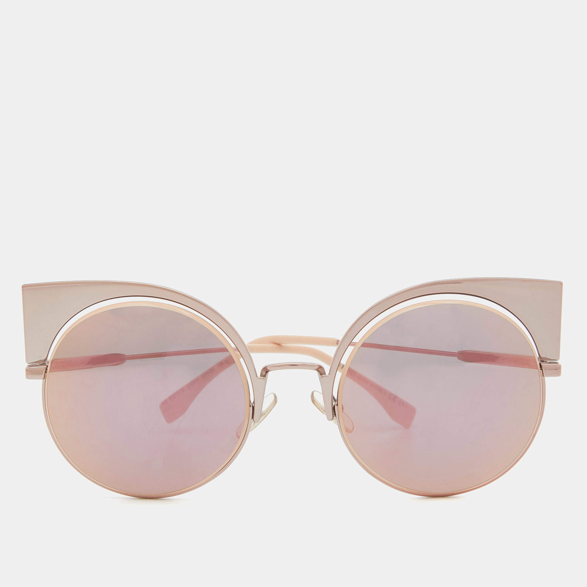 Fendi Rose Gold/Green Mirrored FF 0177/S Cat Eye Sunglasses