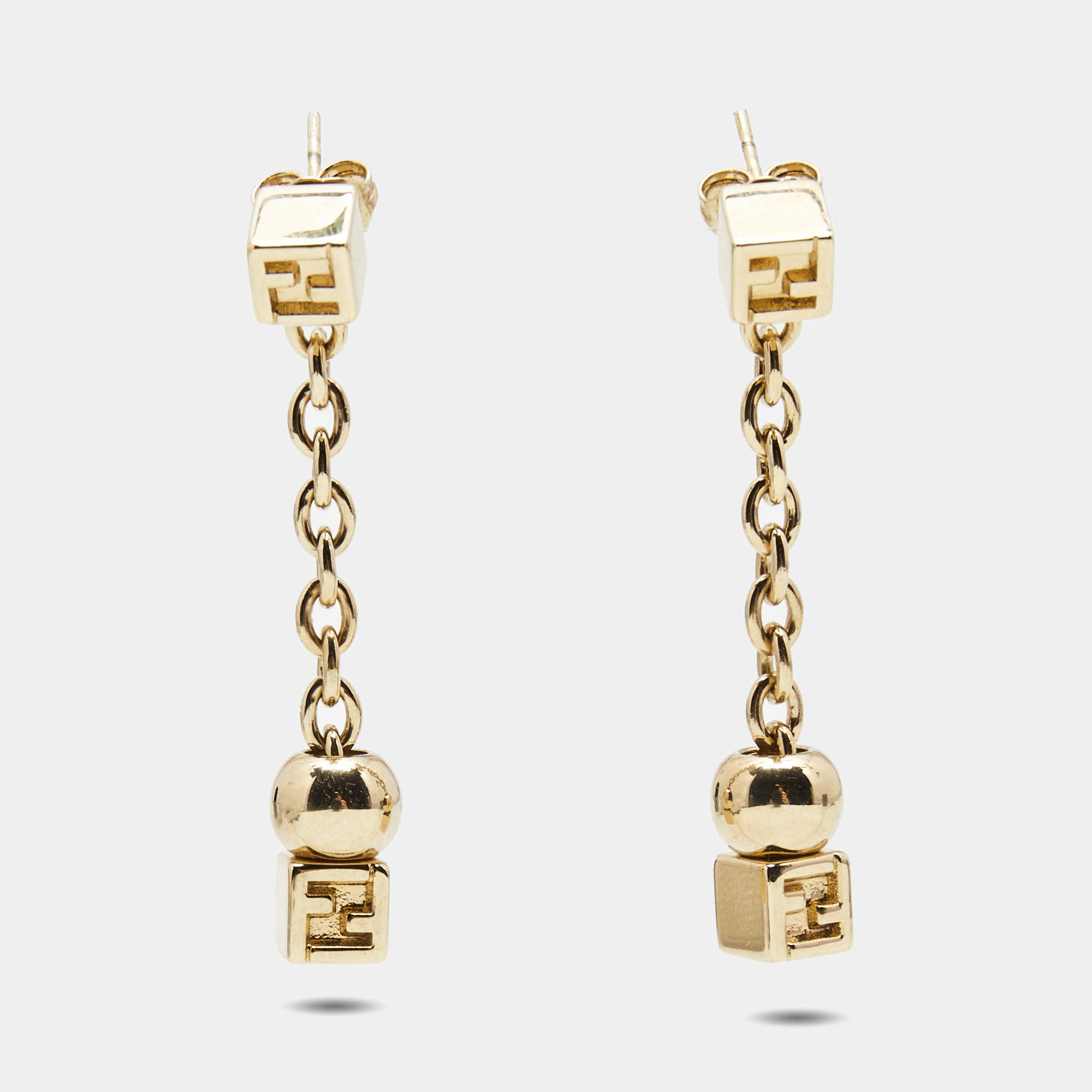 Pre Owned Fendi Fendista Gold Tone Earrings
