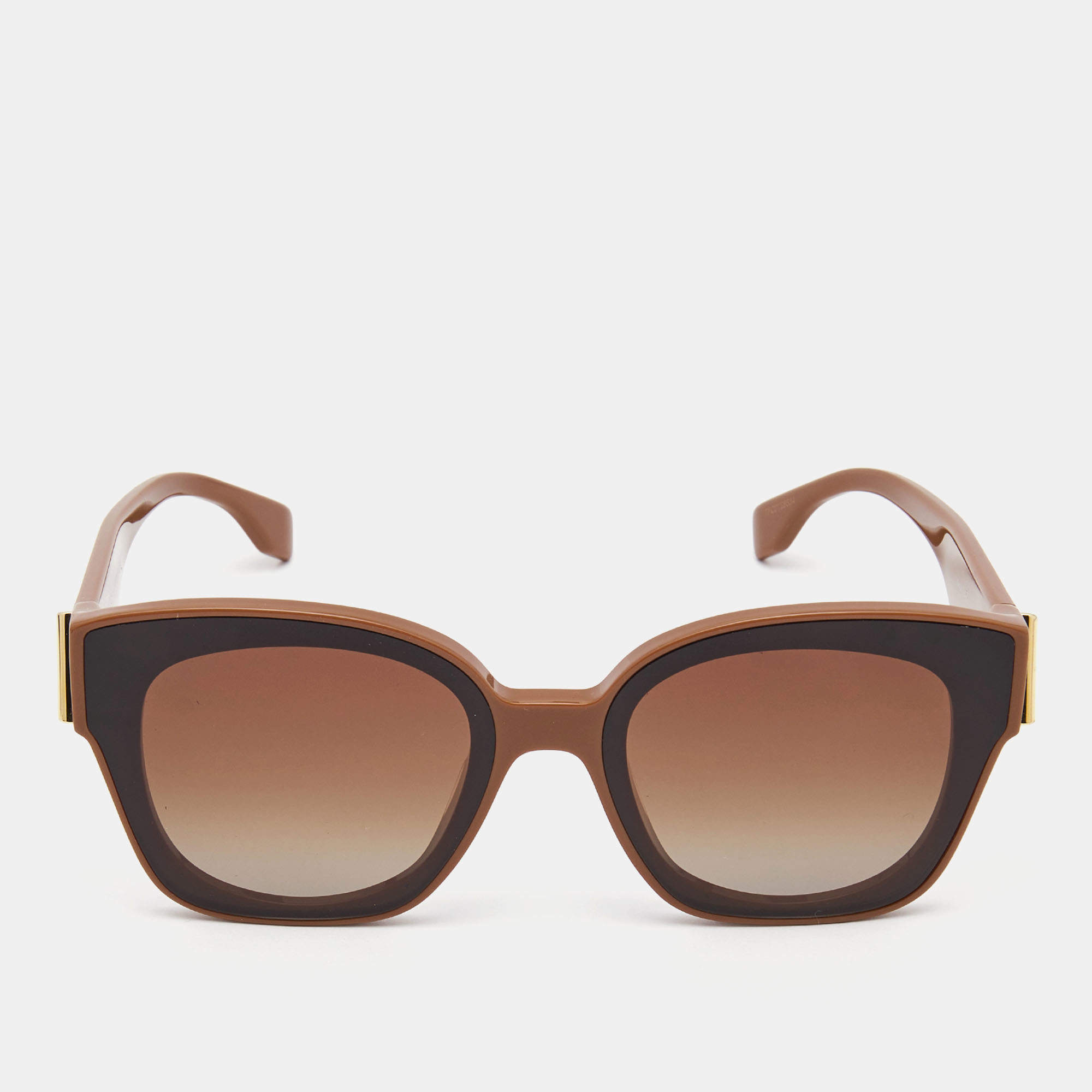 Pre Owned Fendi Brown/Black FF400981Logo Rectangular Sunglasses