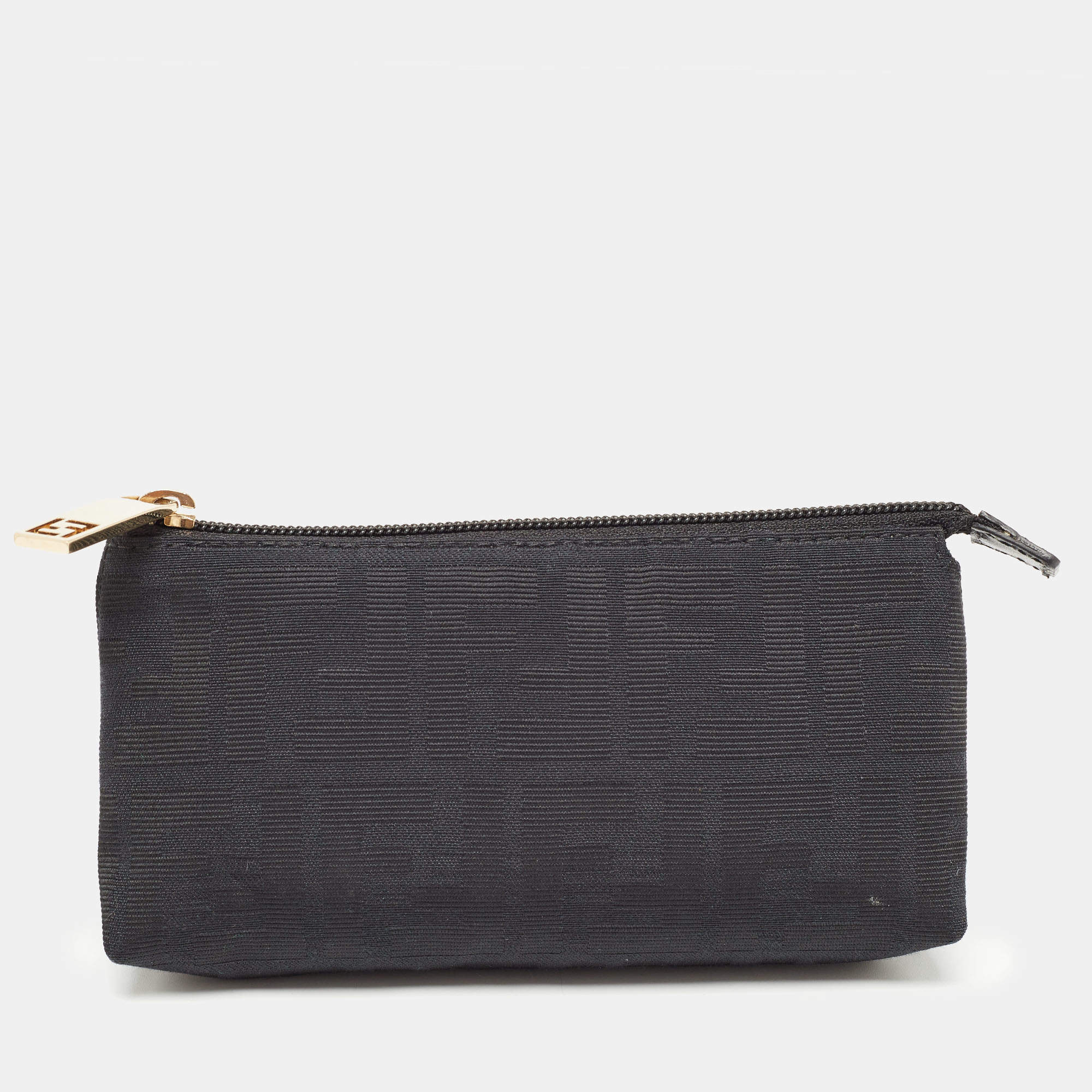 Pre Owned Fendi Black Zucca Canvas Cosmetic Pouch