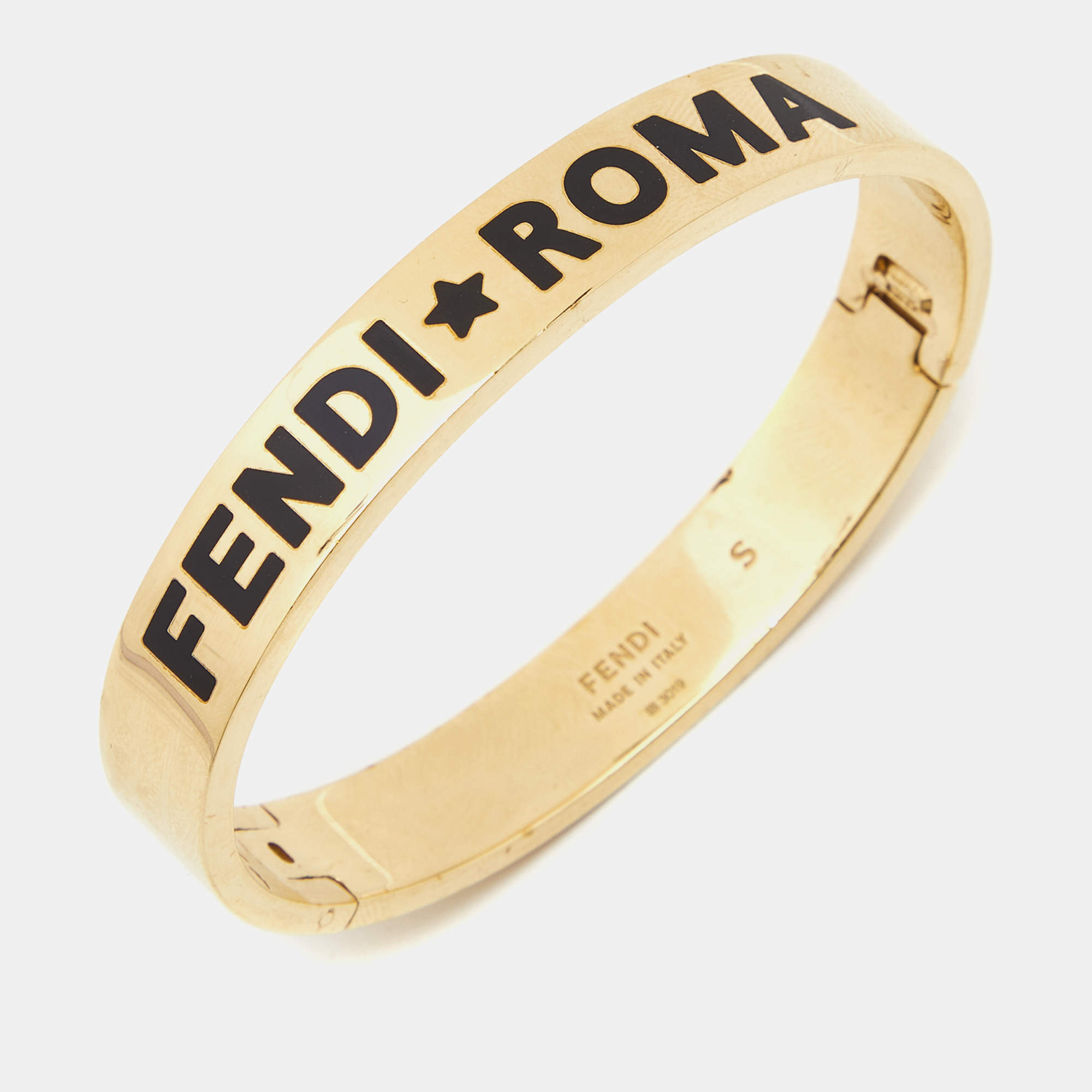 Fendi Identification Gold Tone Bangle Bracelet Fendi | TLC