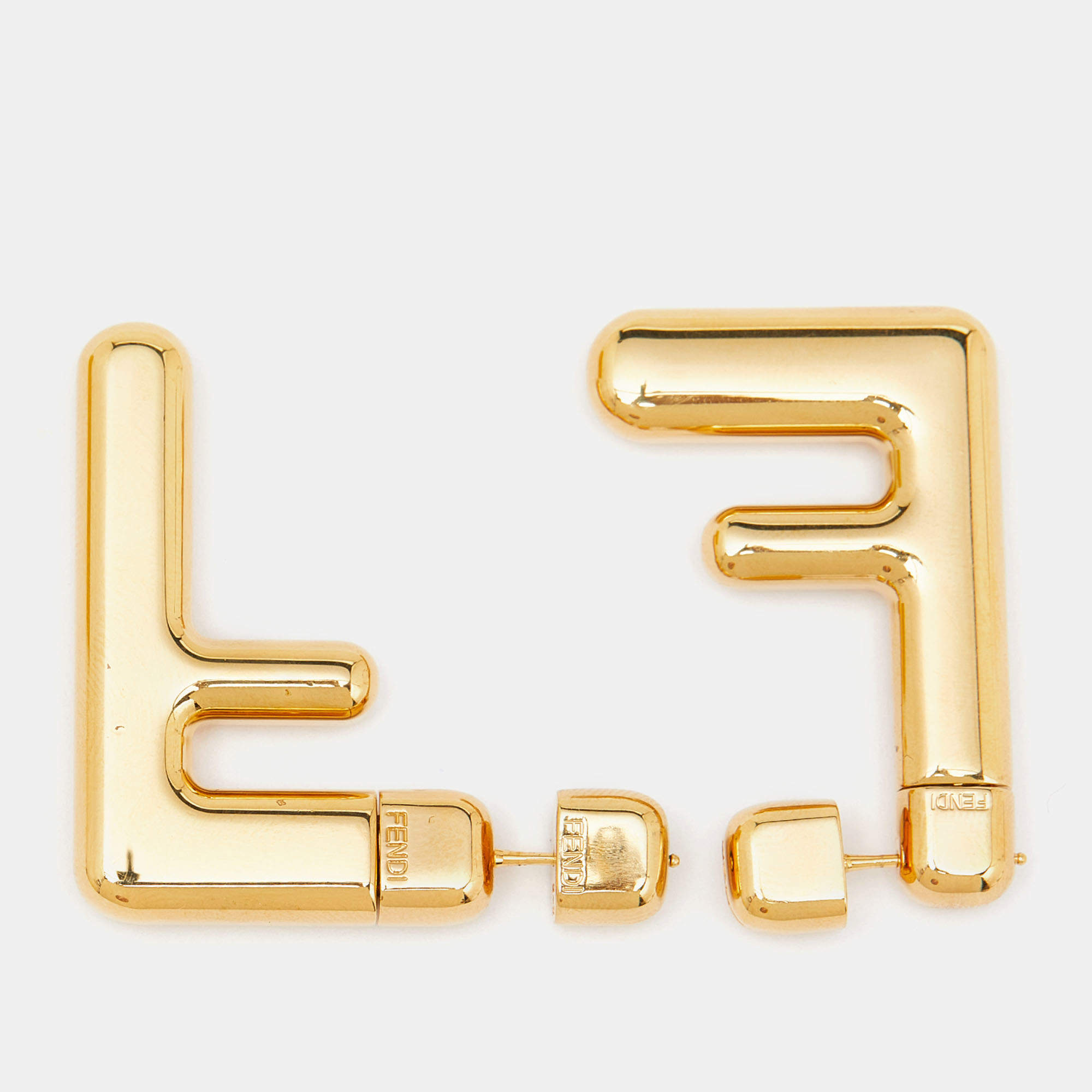 Pre Owned Fendi FF Gold Tone Earrings