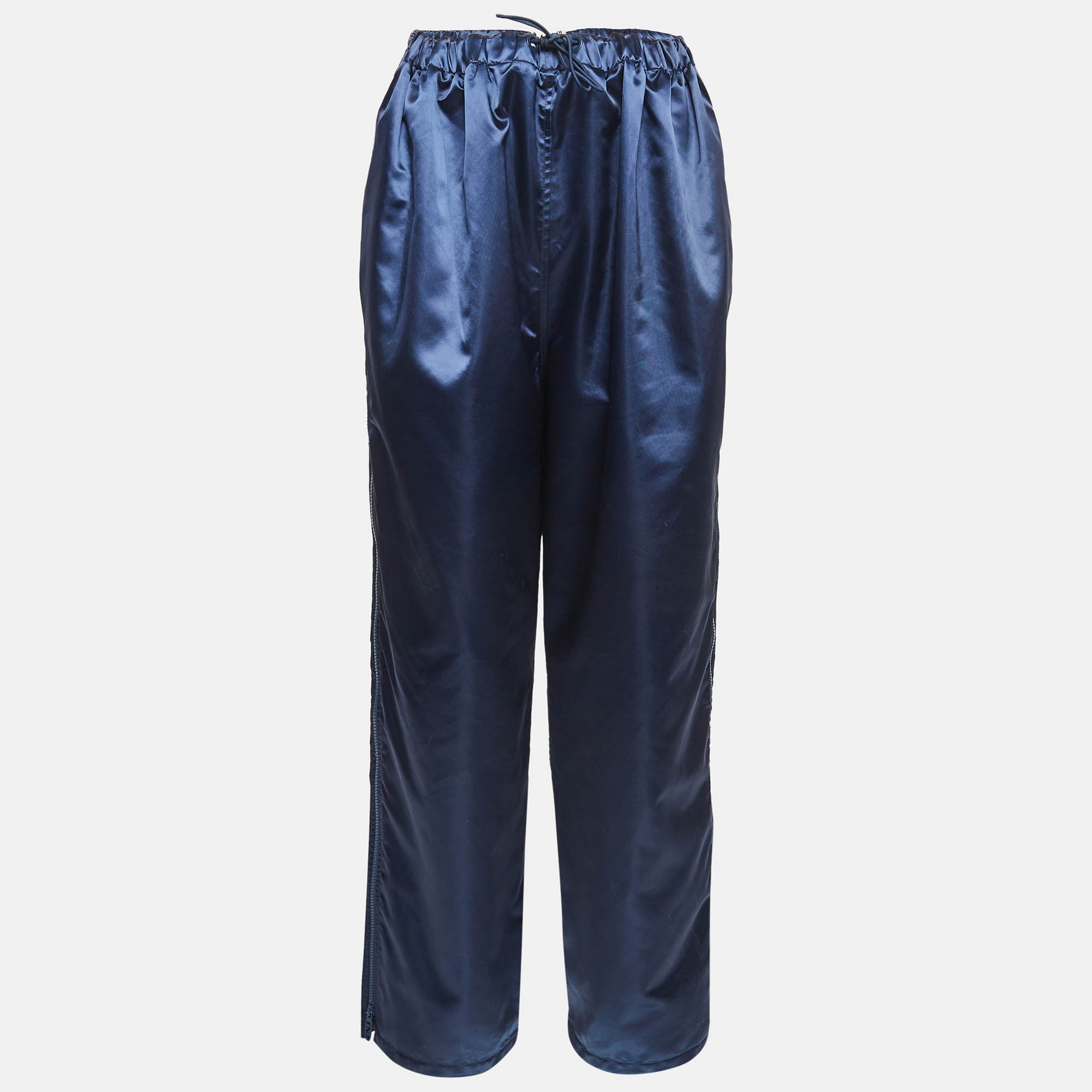 Pre Owned Fendi Blue Satin Parachute Trackpants M