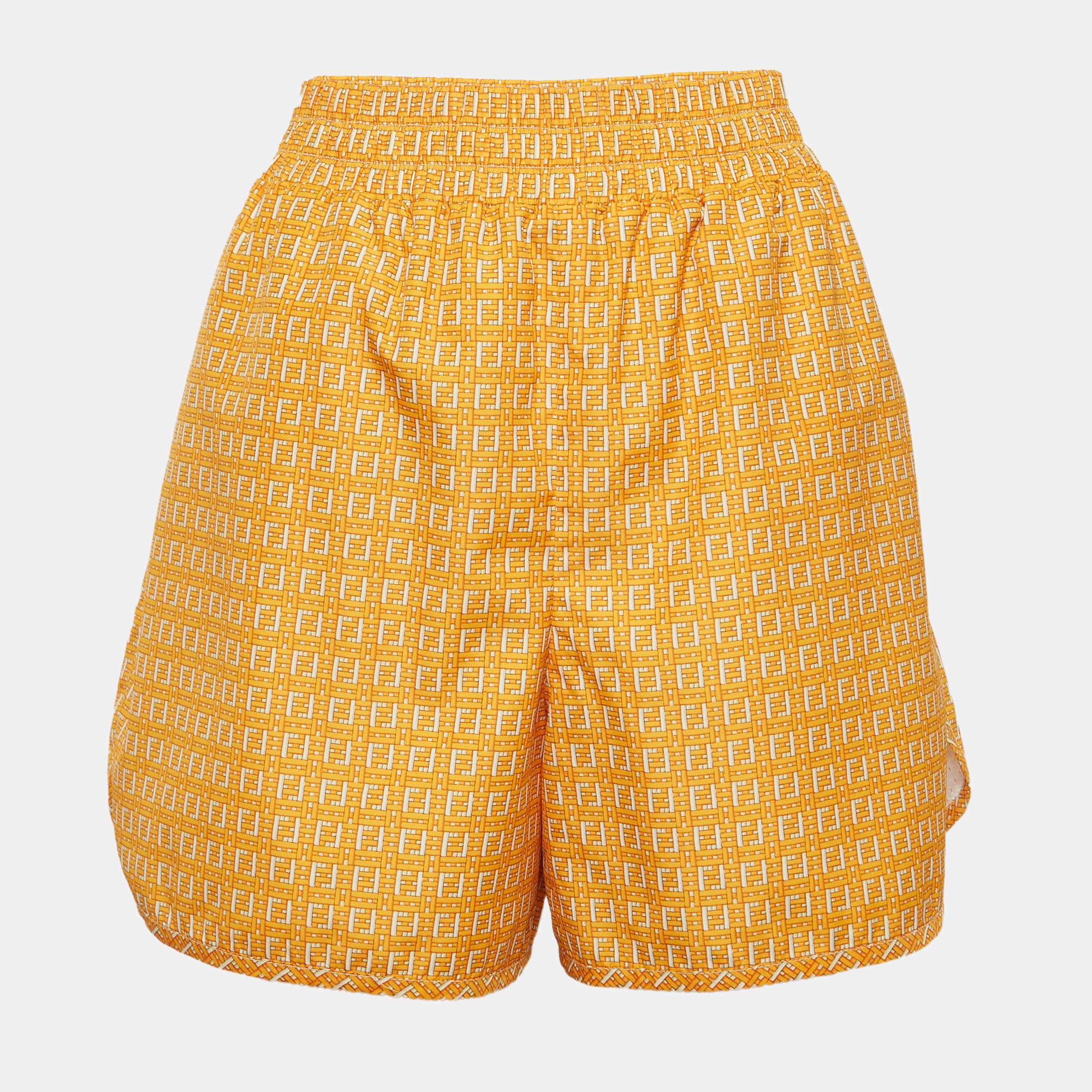 Fendi Yellow FF Print Synthetic Gym Shorts L