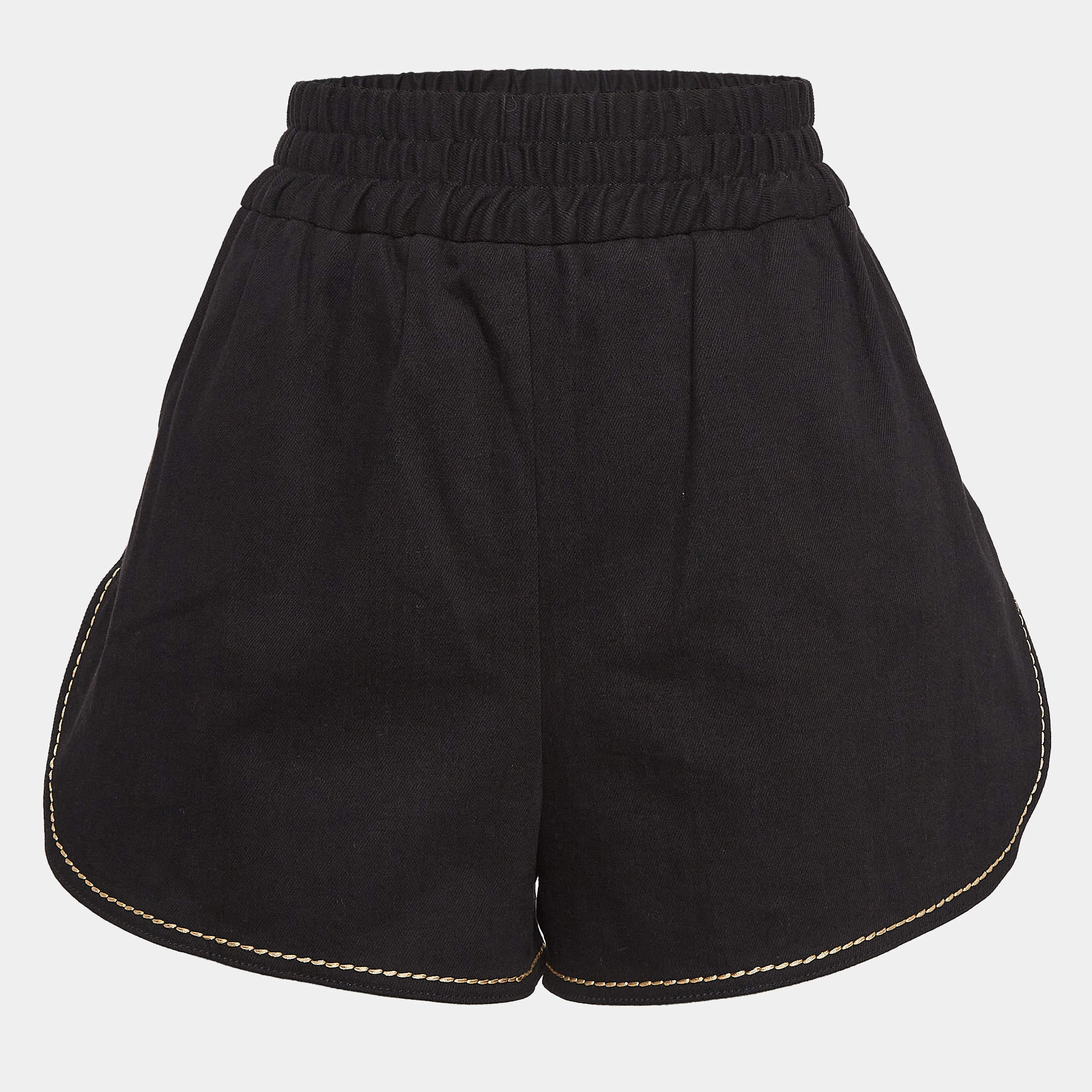 Fendi Black Contrast Stitch Denim Shorts M