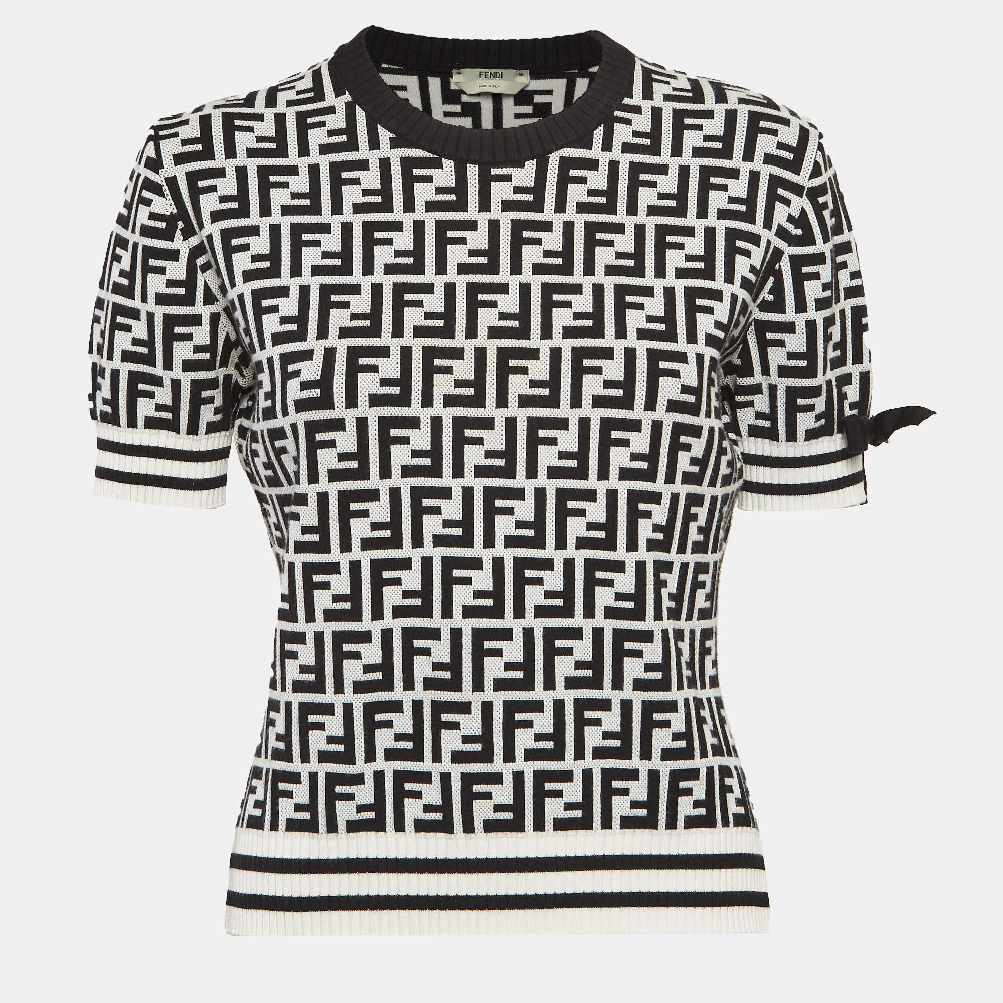 Fendi Grey Zucca Intarsia Stretch Knit Pullover M