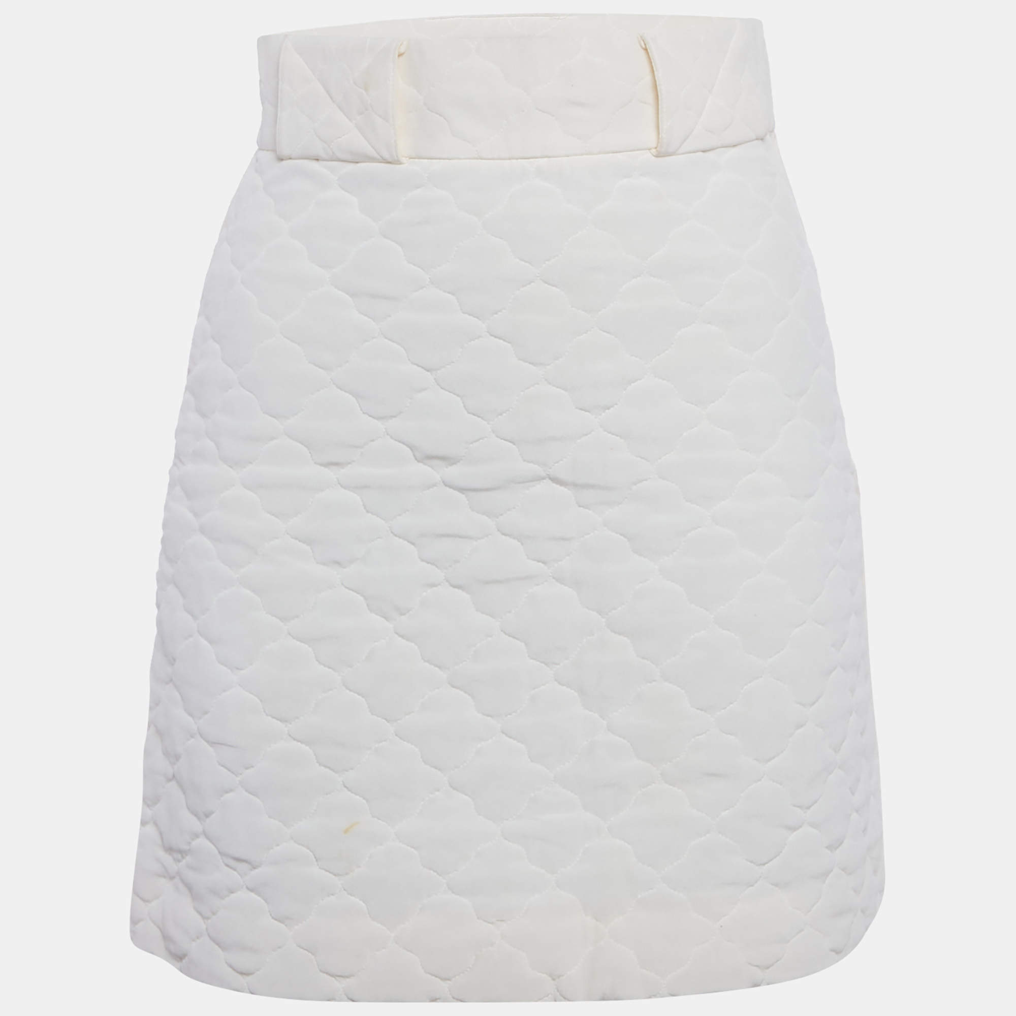 Fendi Off-White Quilted Silk Mini Skirt S