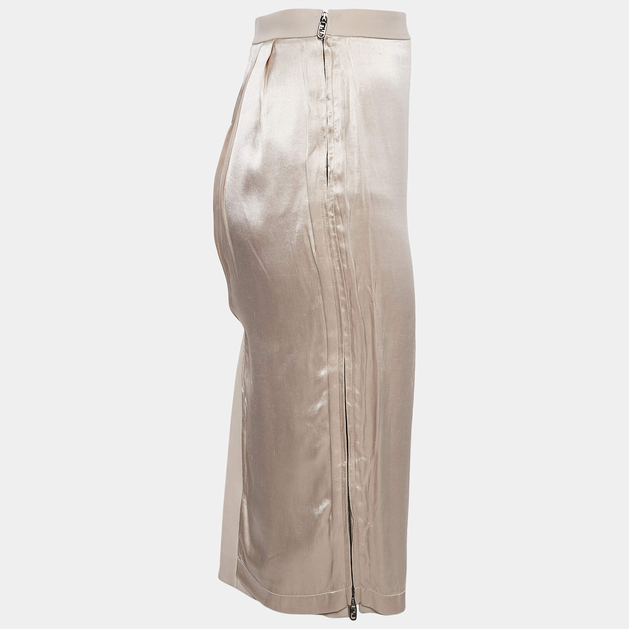 スカート Fendi Light pink satin skirt Fendi Asymmetric silk satin midi skirt Fendi