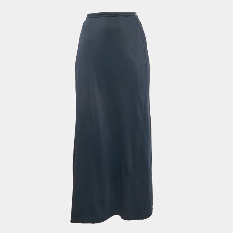 Fendi Navy Blue Jersey Tie-Up Detail Wrap Skirt M