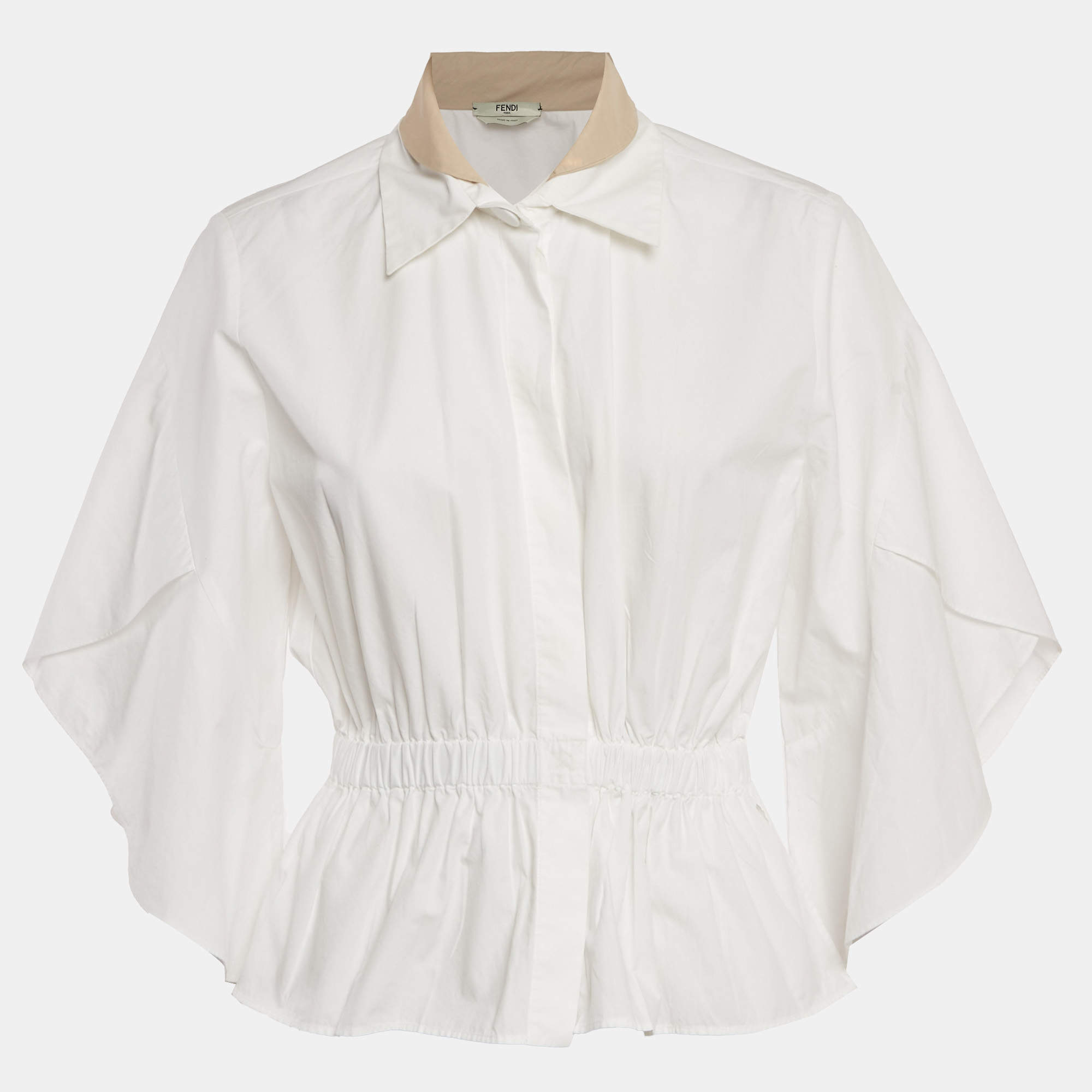 Fendi White Cotton Button Front Blouse M