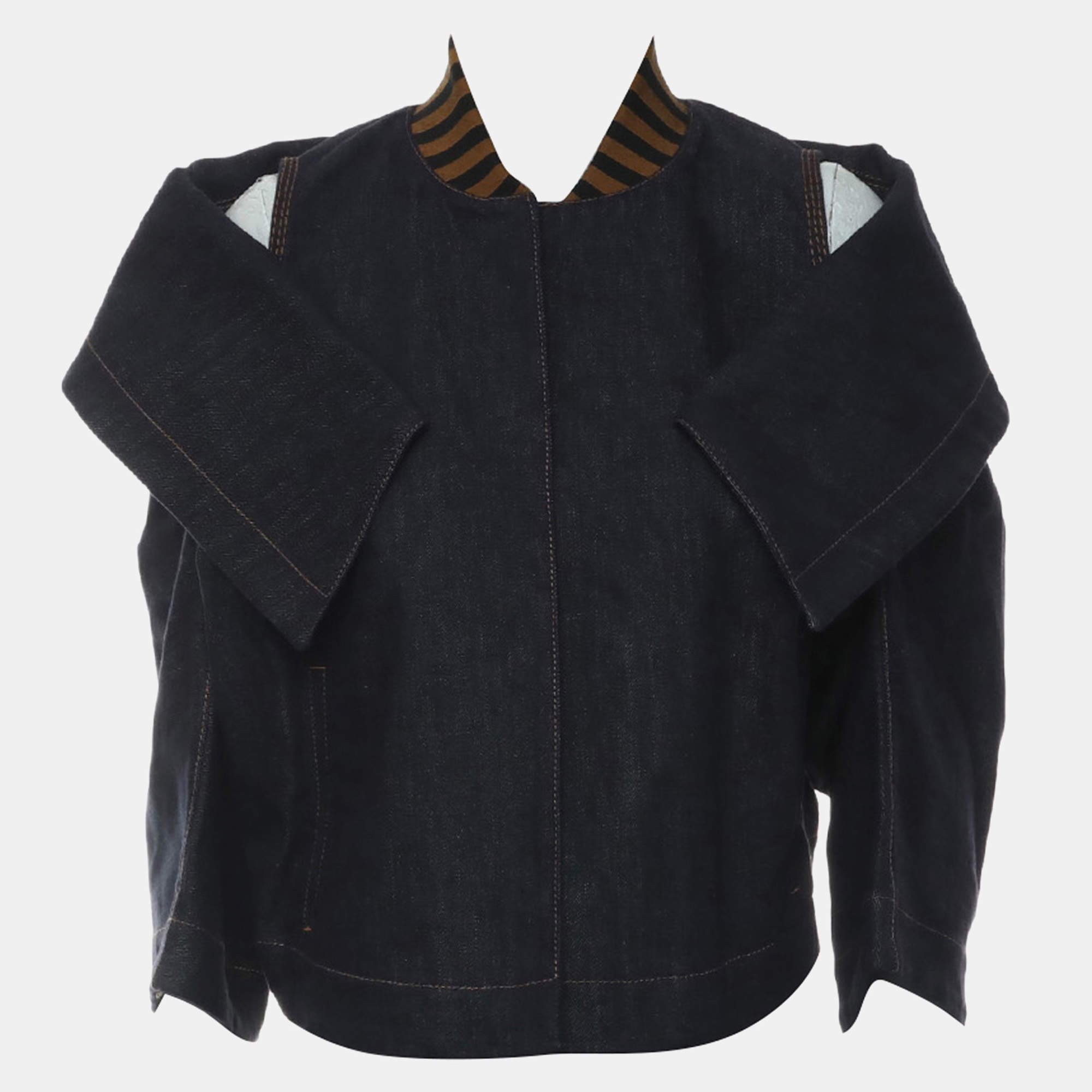Fendi Denim Blue Shoulder Cut-Out Denim Jacket IT Women 42