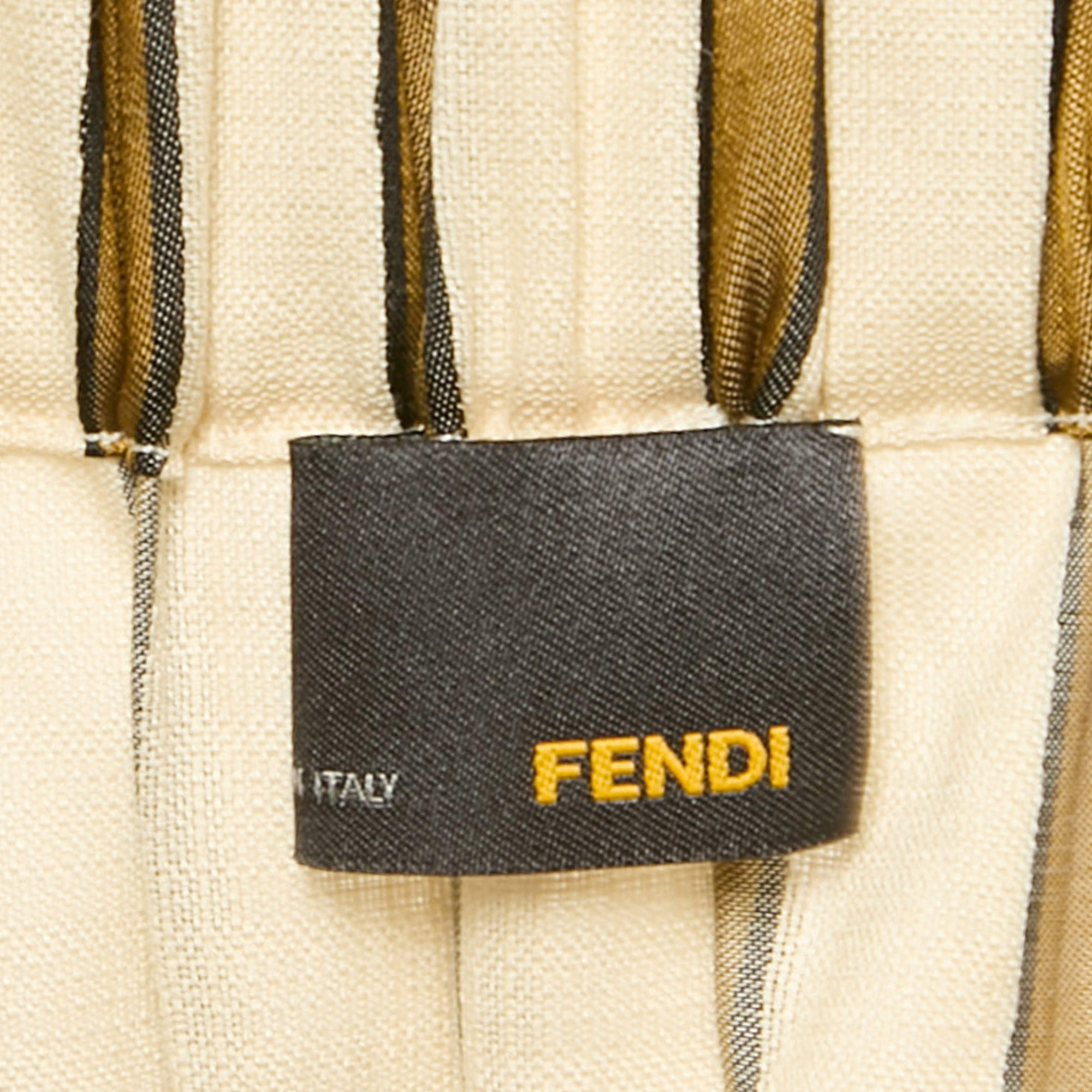 Fendi White Allover Fendi Mania Logo Leather Mini Skirt M