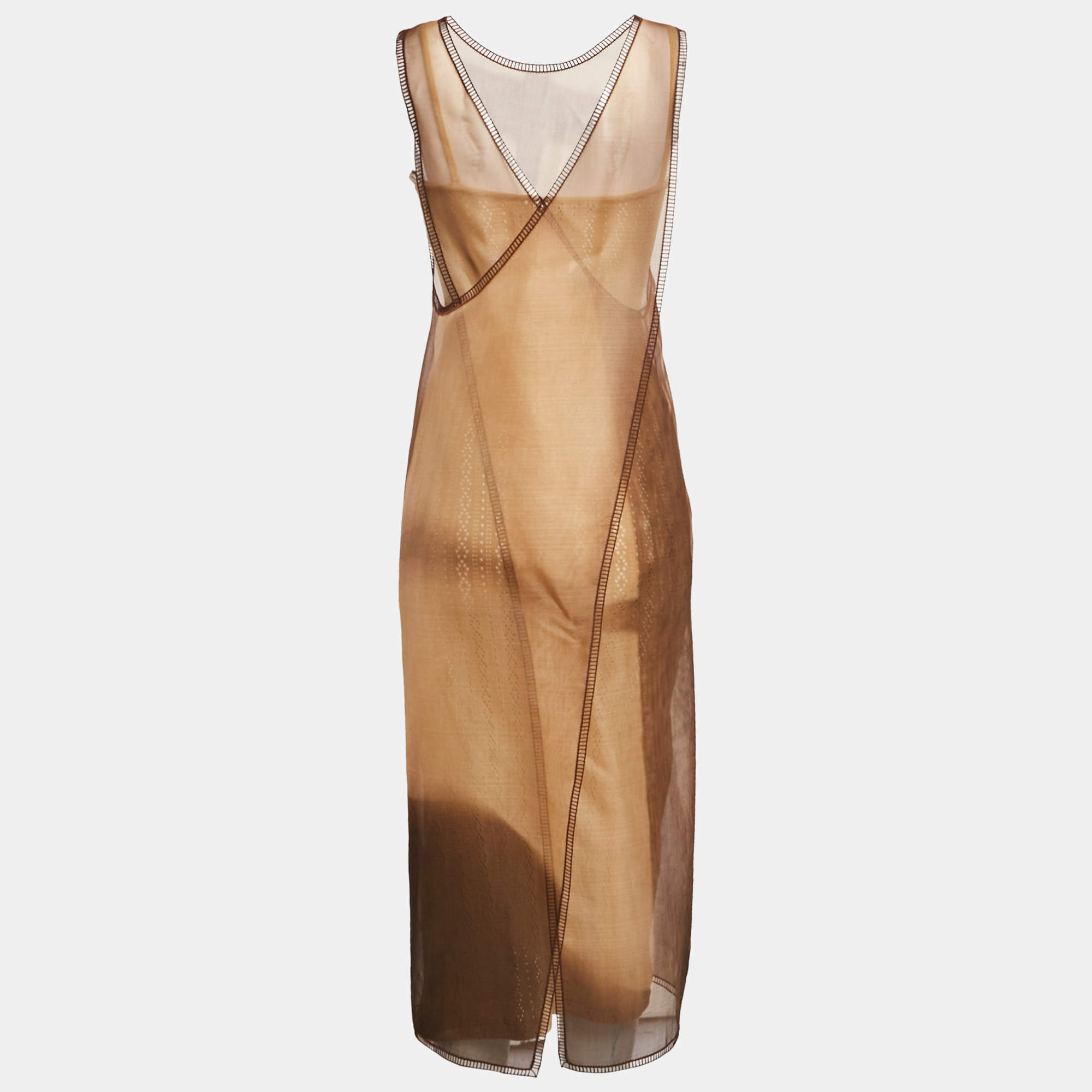 Fendi Blue Tulle Ruffle Trimmed Sleeveless Midi Dress S