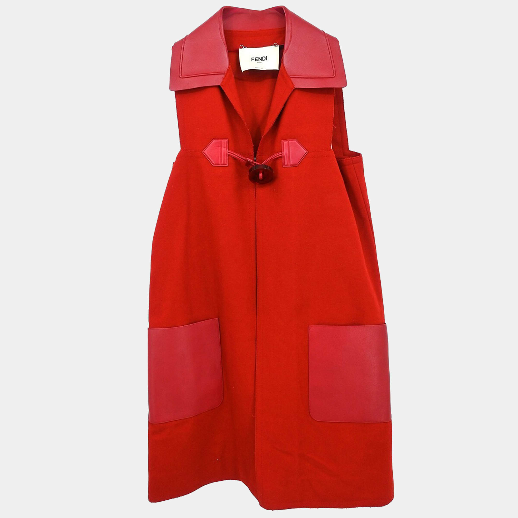 Fendi Red Wool Sleeveless Jacket IT 42