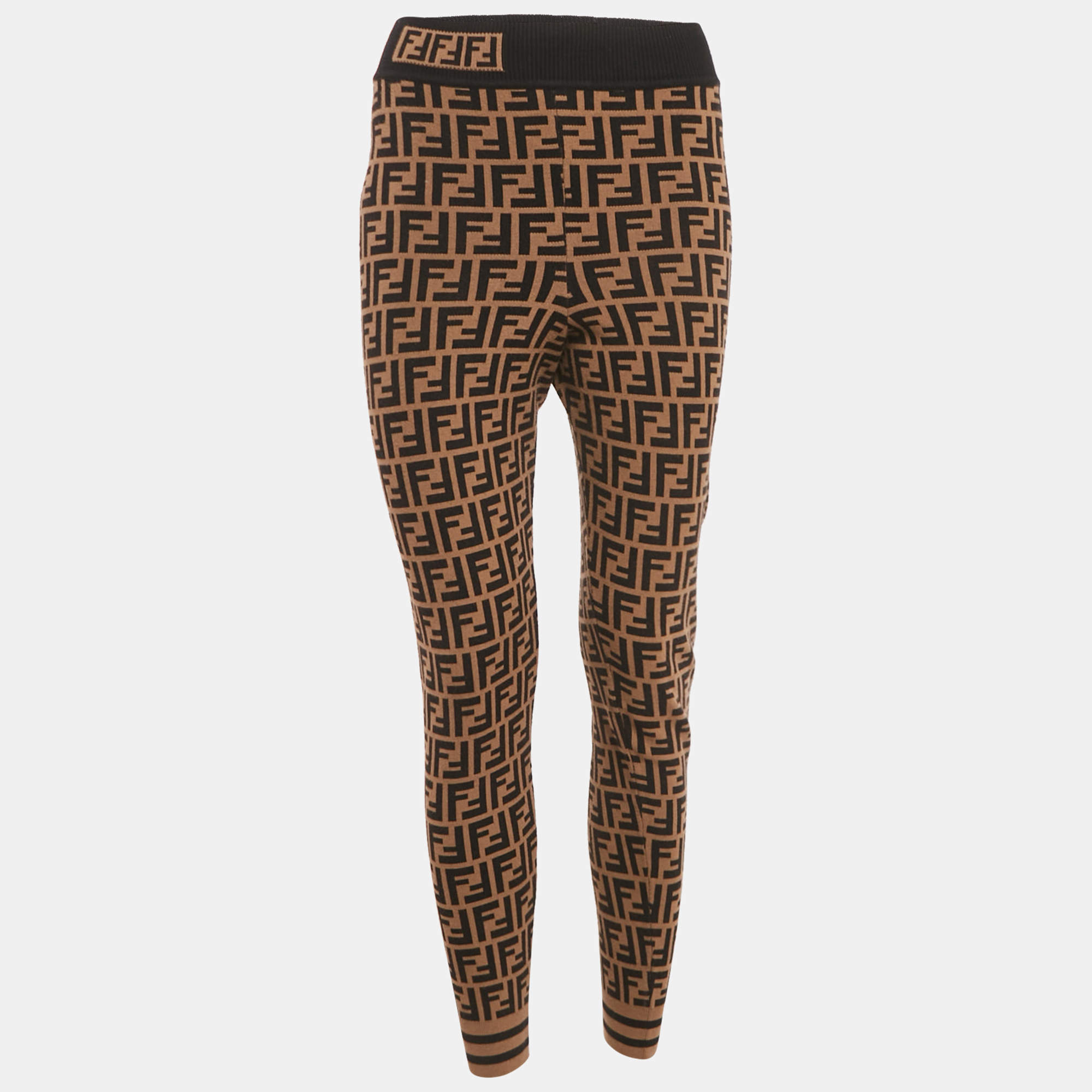 Pre Owned بنطلون رياضي فندي جيرسي بني زوكا صغير