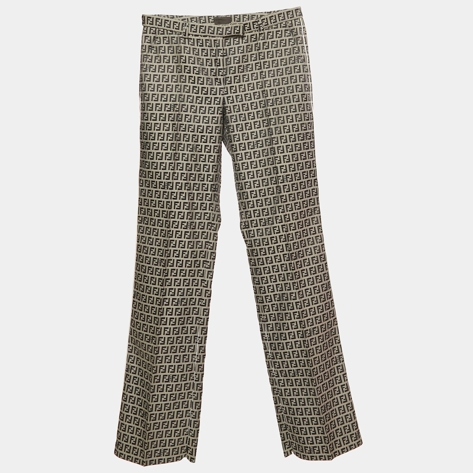 Pre Owned Fendi Blue FF Jacquard Trousers S