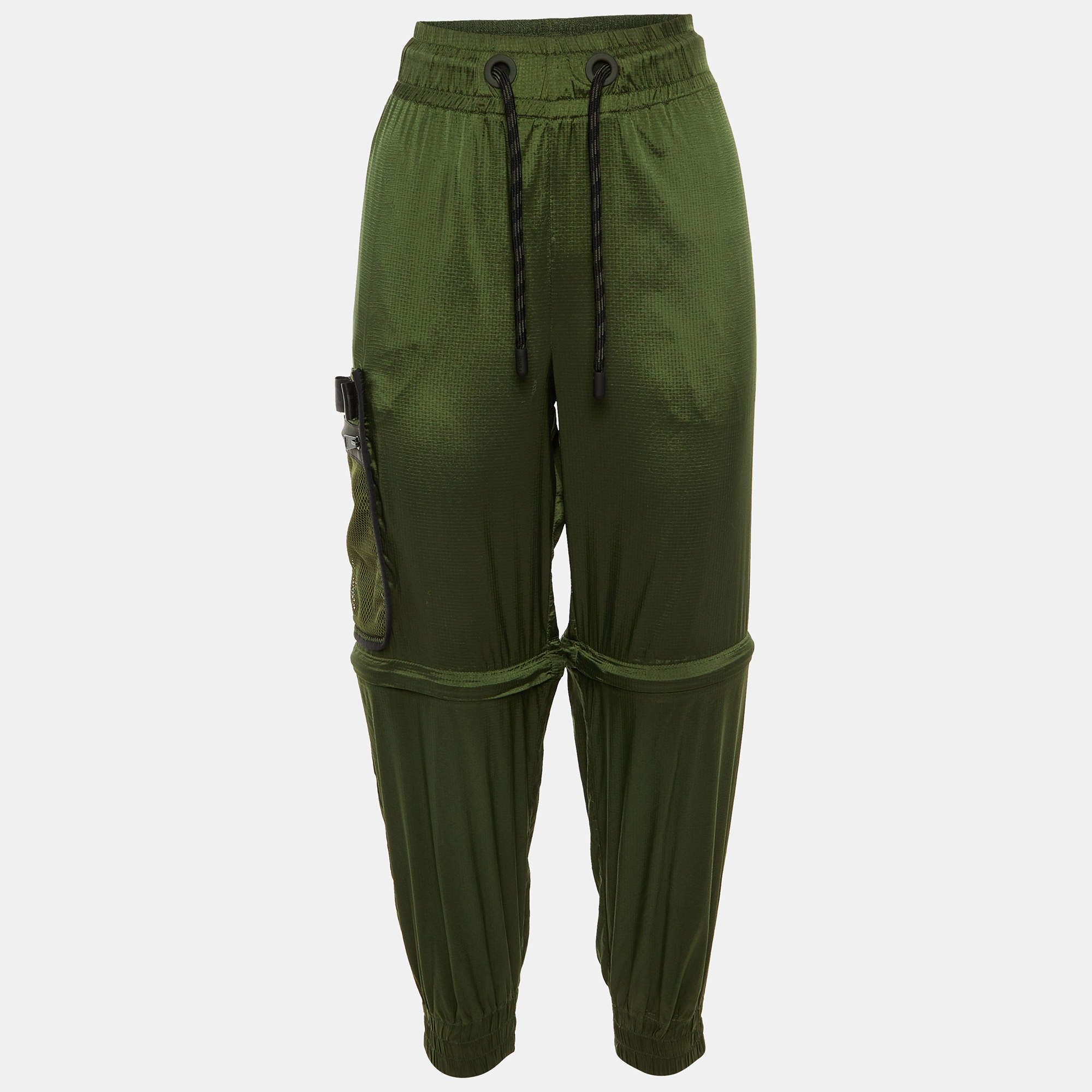 Pre Owned Fendi Dark Green Nylon Convertible Ripstop Track Pants S