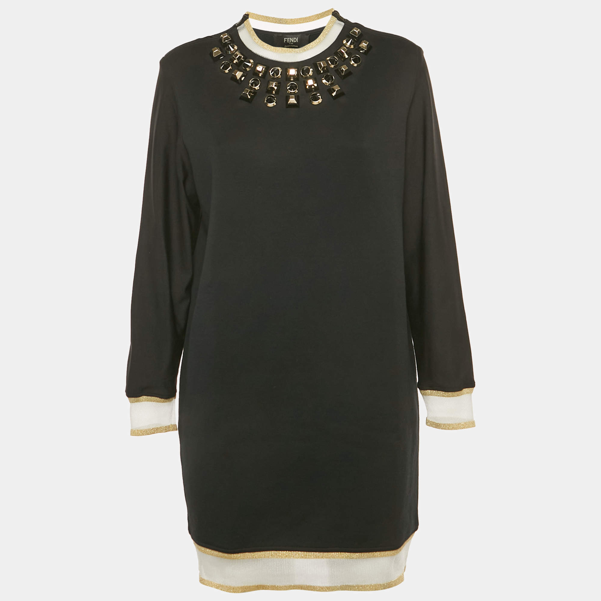 Pre Owned Fendi Blue Crepe Mini Dress L