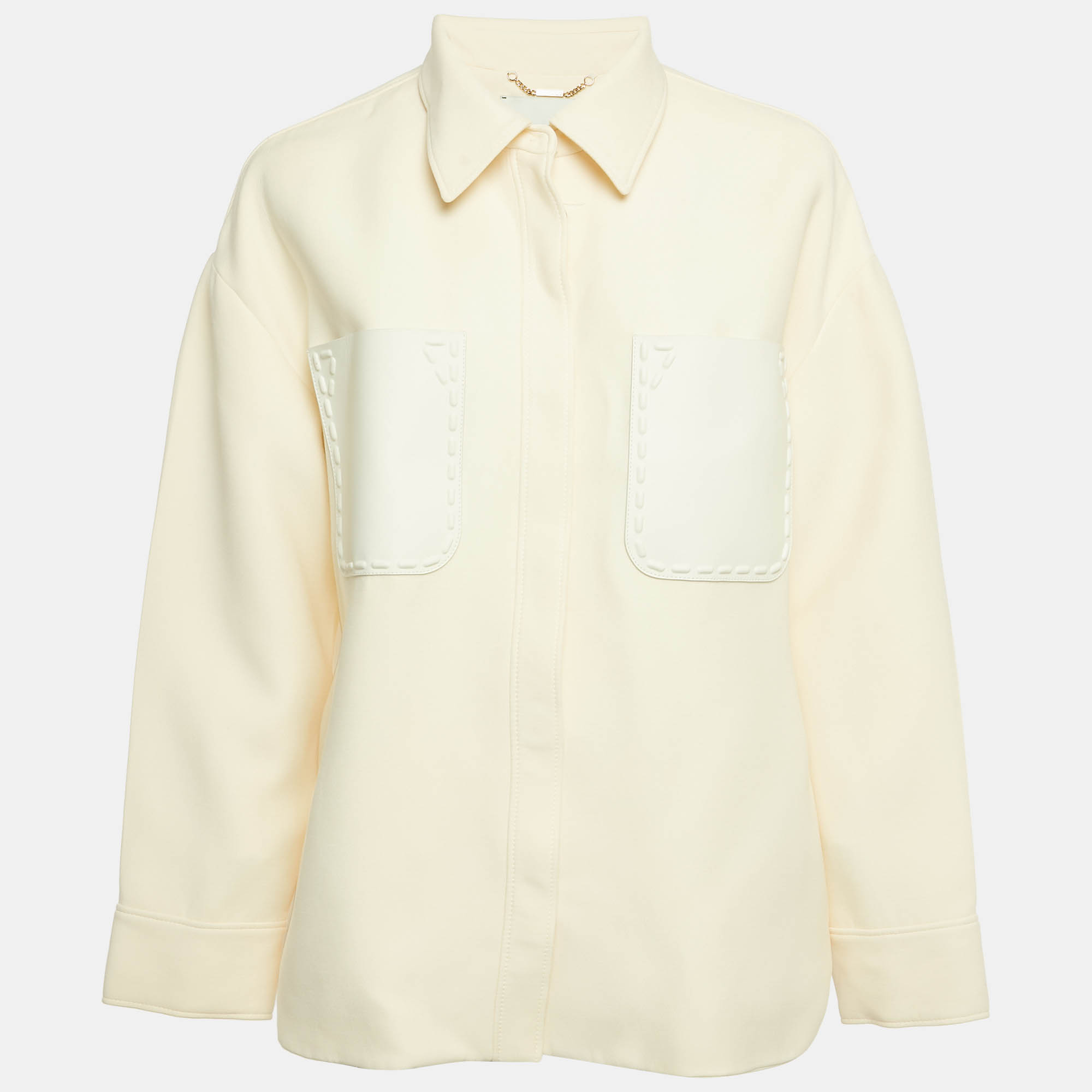 Pre Owned Fendi Cream Wool Blend Button Front Oversized Jacket M