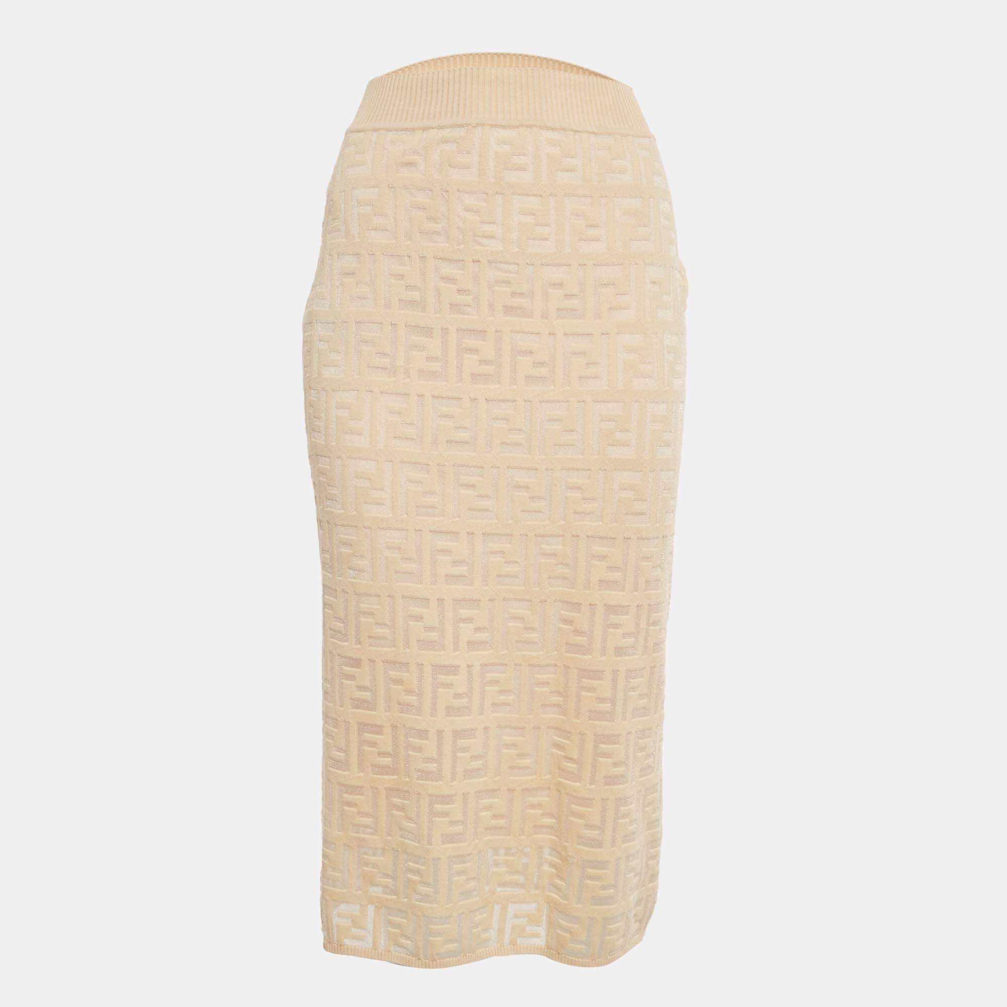 Pre Owned تنورة فندي ميدي بيج بشعار FF مطاطية ضيقة مقاس متوسط (ميديوم)