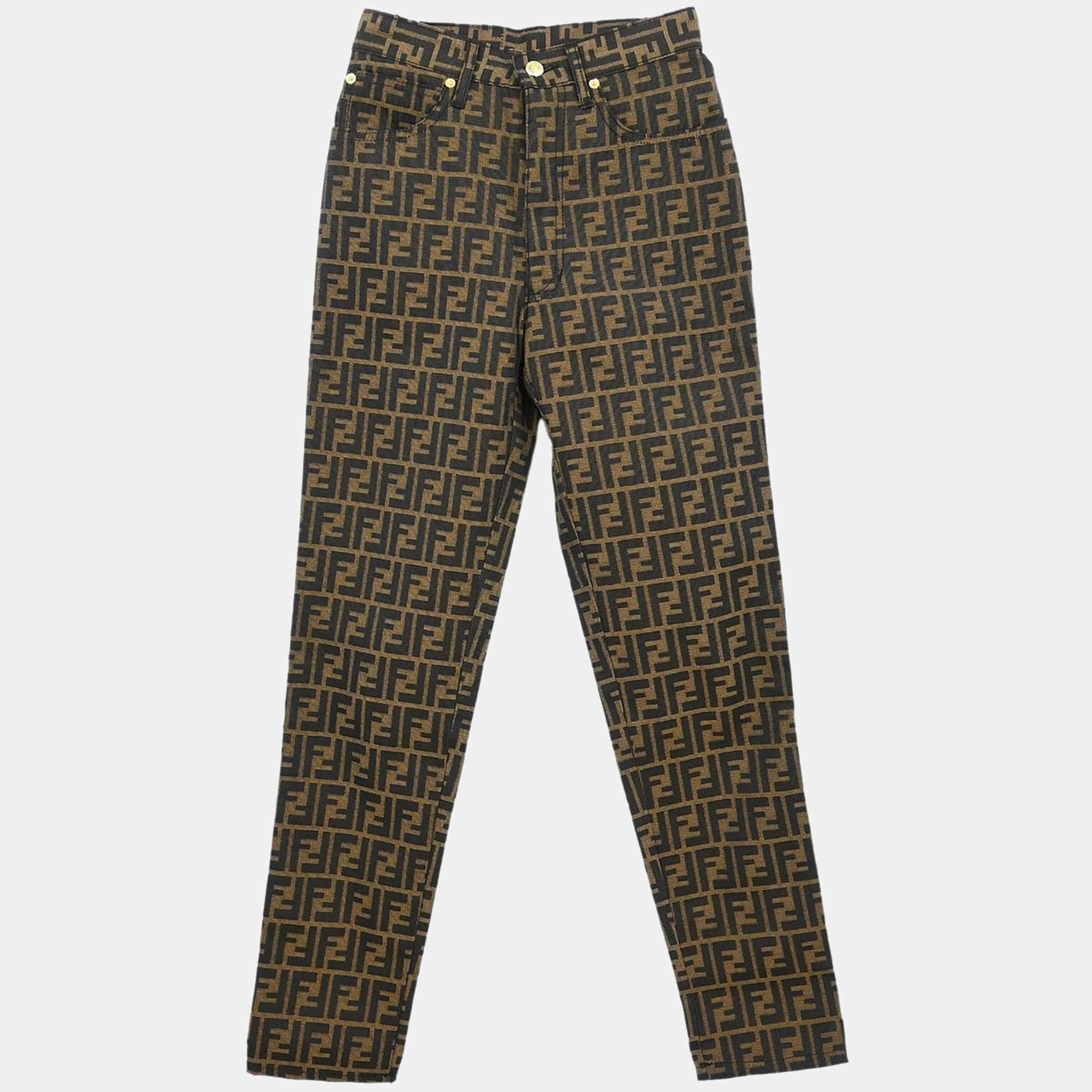 Pre Owned Fendi Zucca Long Pants Brown #40