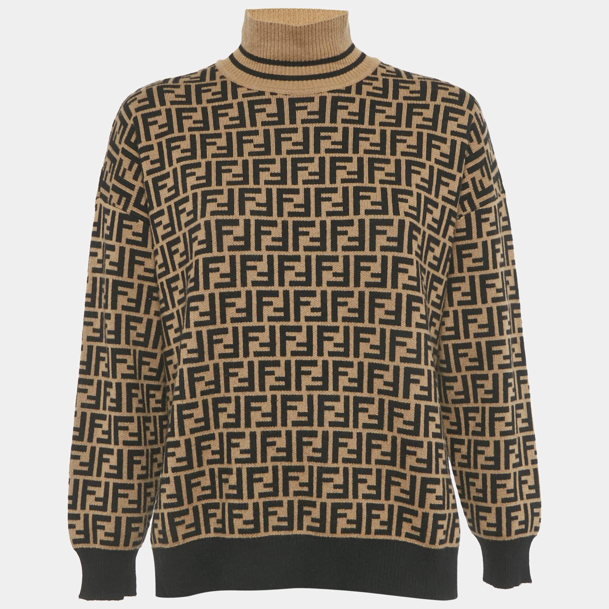 مملوكة مسبقًا Fendi Brown Zucca Jacquard Knit Sweater S