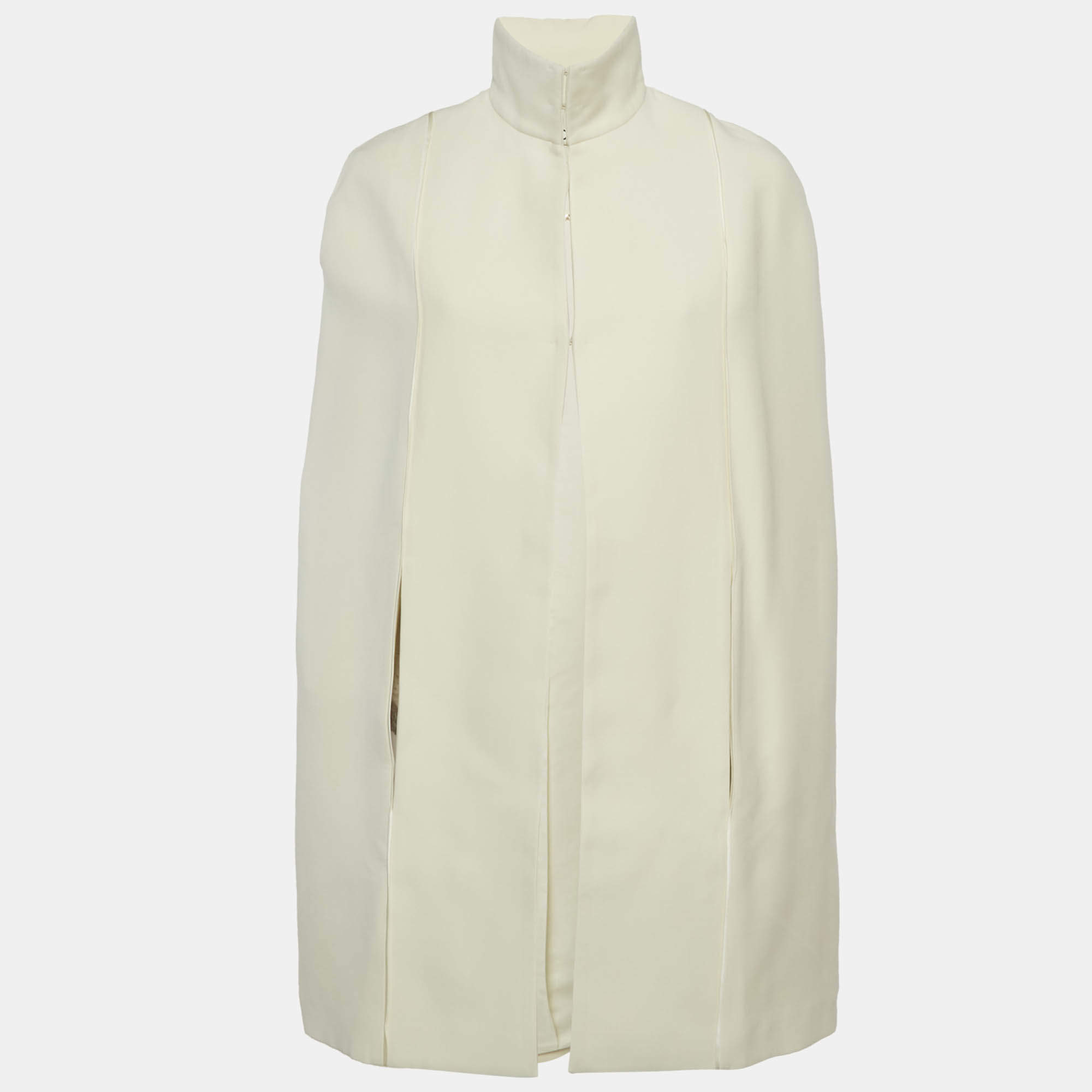 Pre Owned Fendi Cream Wool Blend Cape Coat S