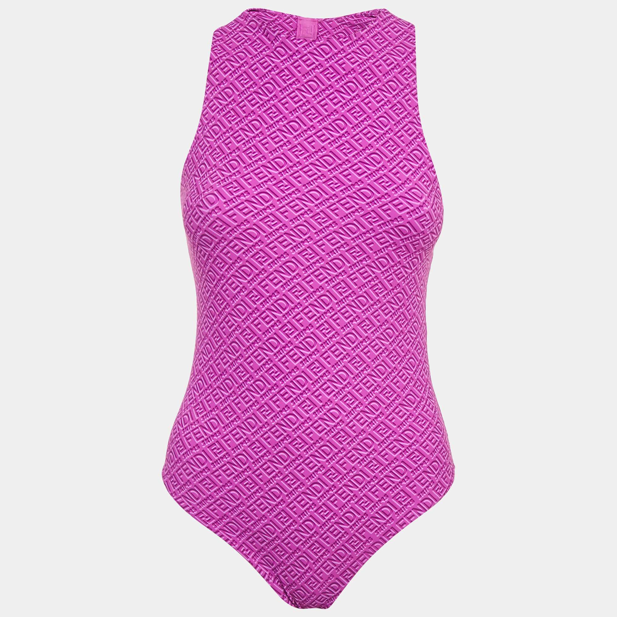 Pre Owned جامبسوت فنـدي بُنـي مُطاطي مَطـبوع عليه الشِعار مَغاْز ناعـم مـقـاس كـبـيـر - لارْج