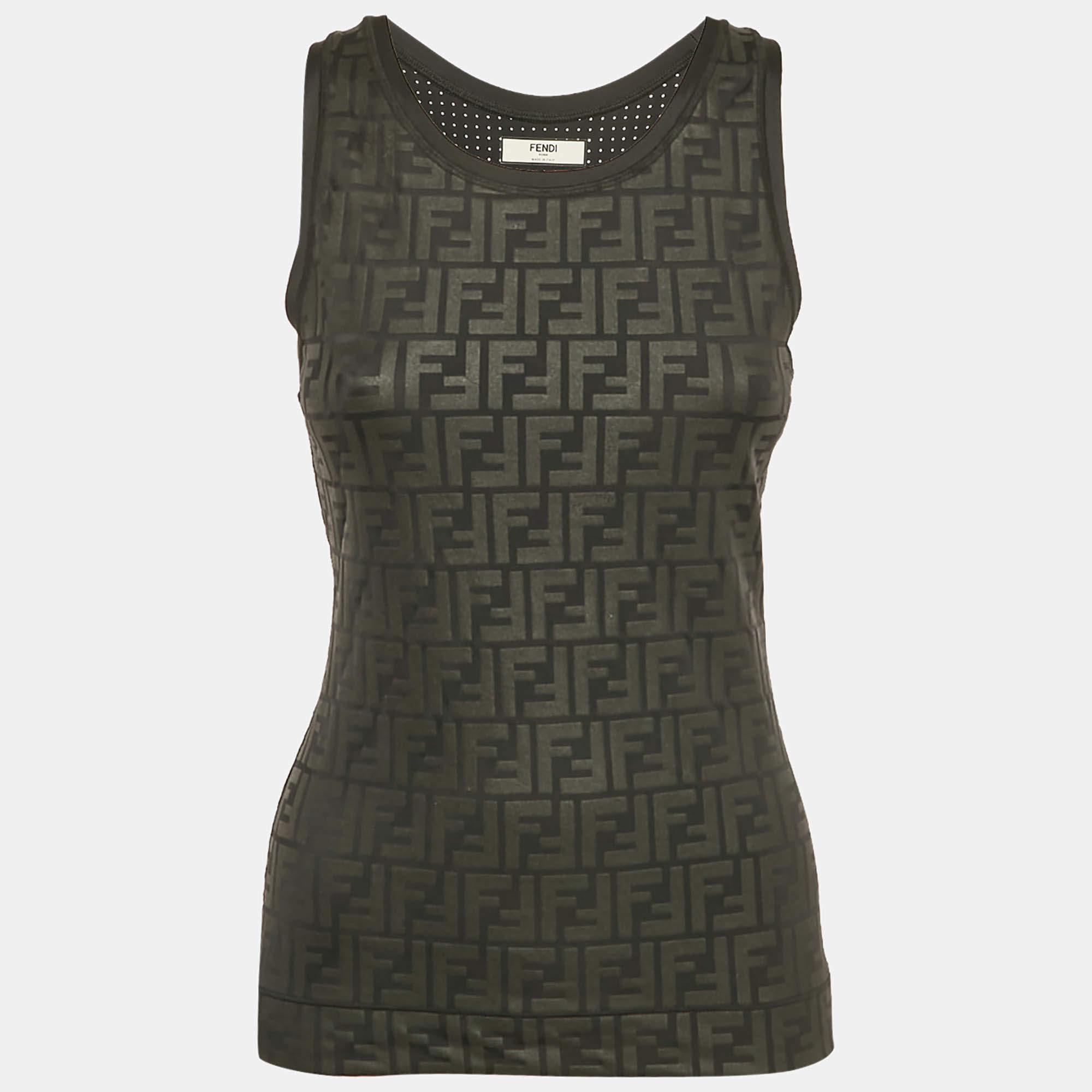 Pre Owned توب فندي تانك جيرسي زوكا أسود مقاس متوسط