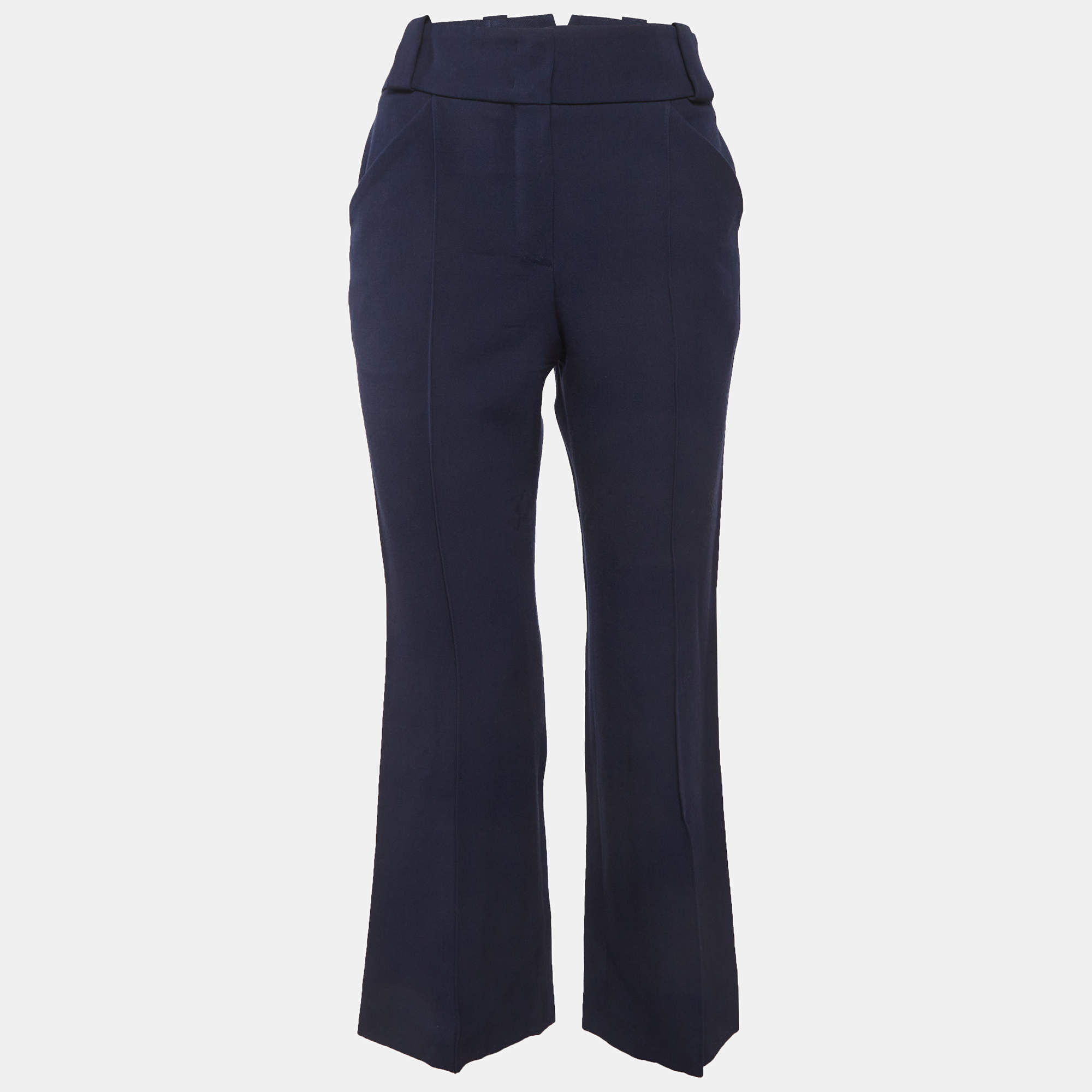 Pre Owned Fendi Blue Gabardine Trousers S