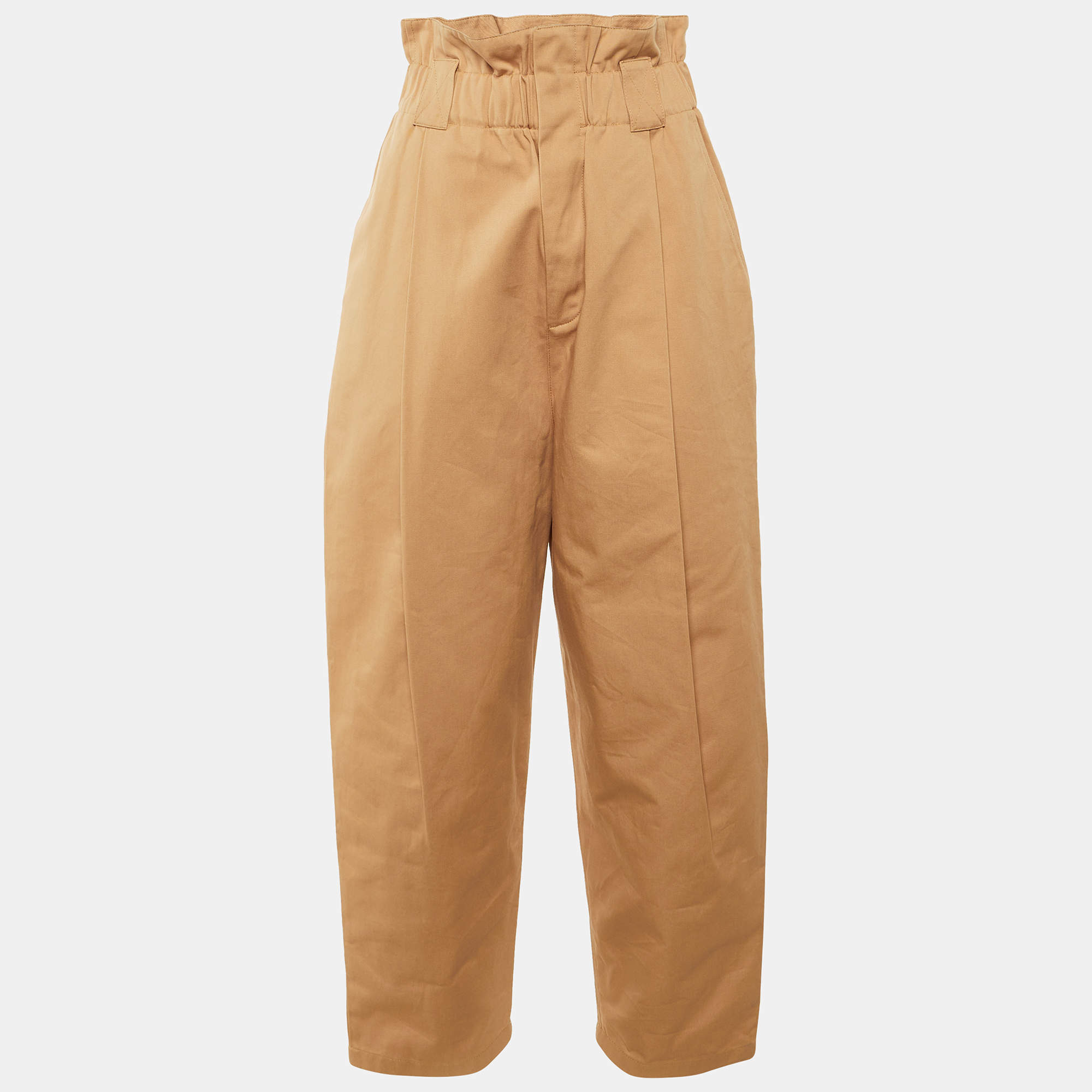 Pre Owned البنطلون فاندي قطني وردي سلمون بحزام ورقي مقاس صغير (سمول)