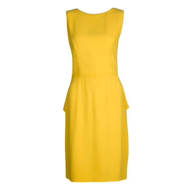 Fendi Yellow Half Peplum Sleeveless Dress S