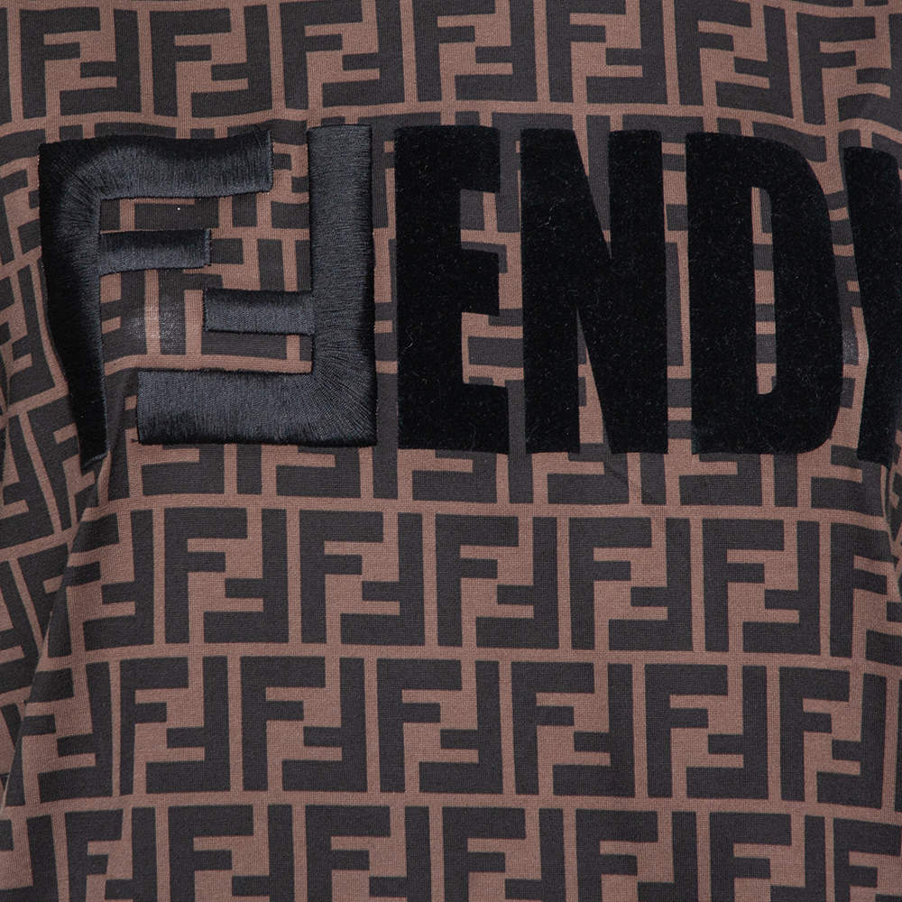 Fendi Printed Crew Neck T-Shirt - Brown T-Shirts, Clothing - FEN291256