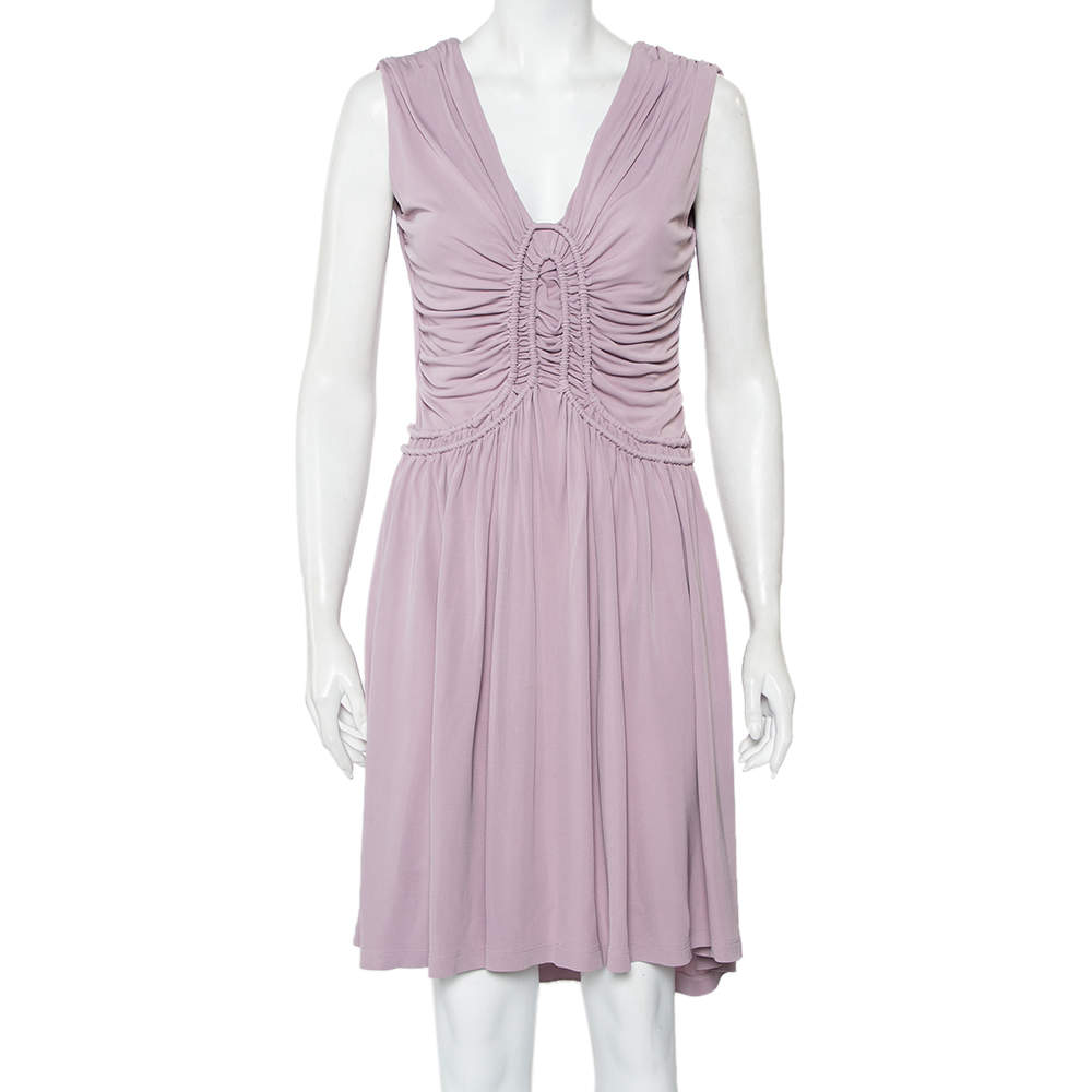 Fendi Lilac Knit Ruched Detail Mini Dress M