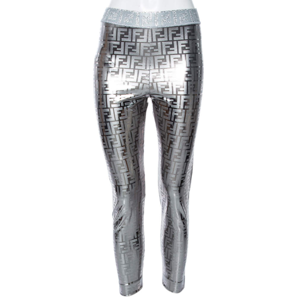 Fendi Zucca Patterned Metallic Synthetic Pants S Fendi | The Luxury Closet