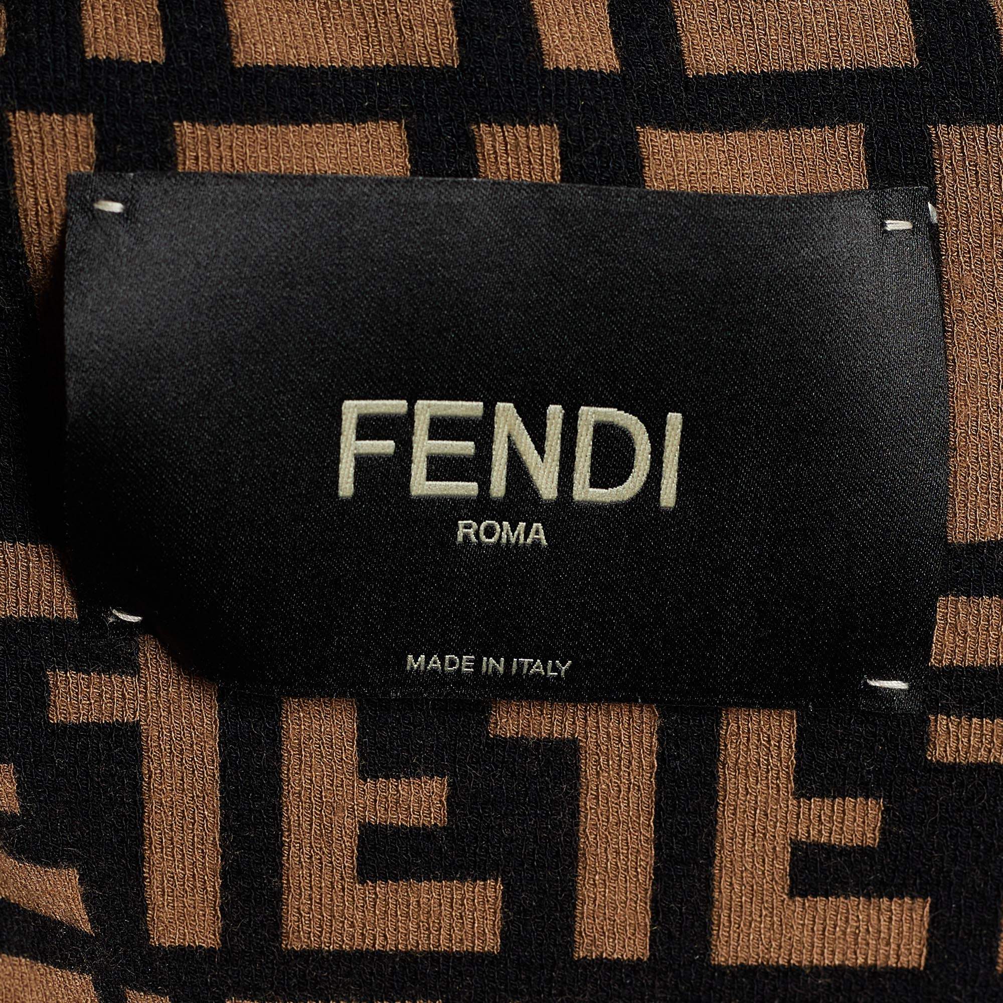 Fendi Brown Logo Monogram Knit Mink Detail Bomber Jacket S Fendi | The  Luxury Closet