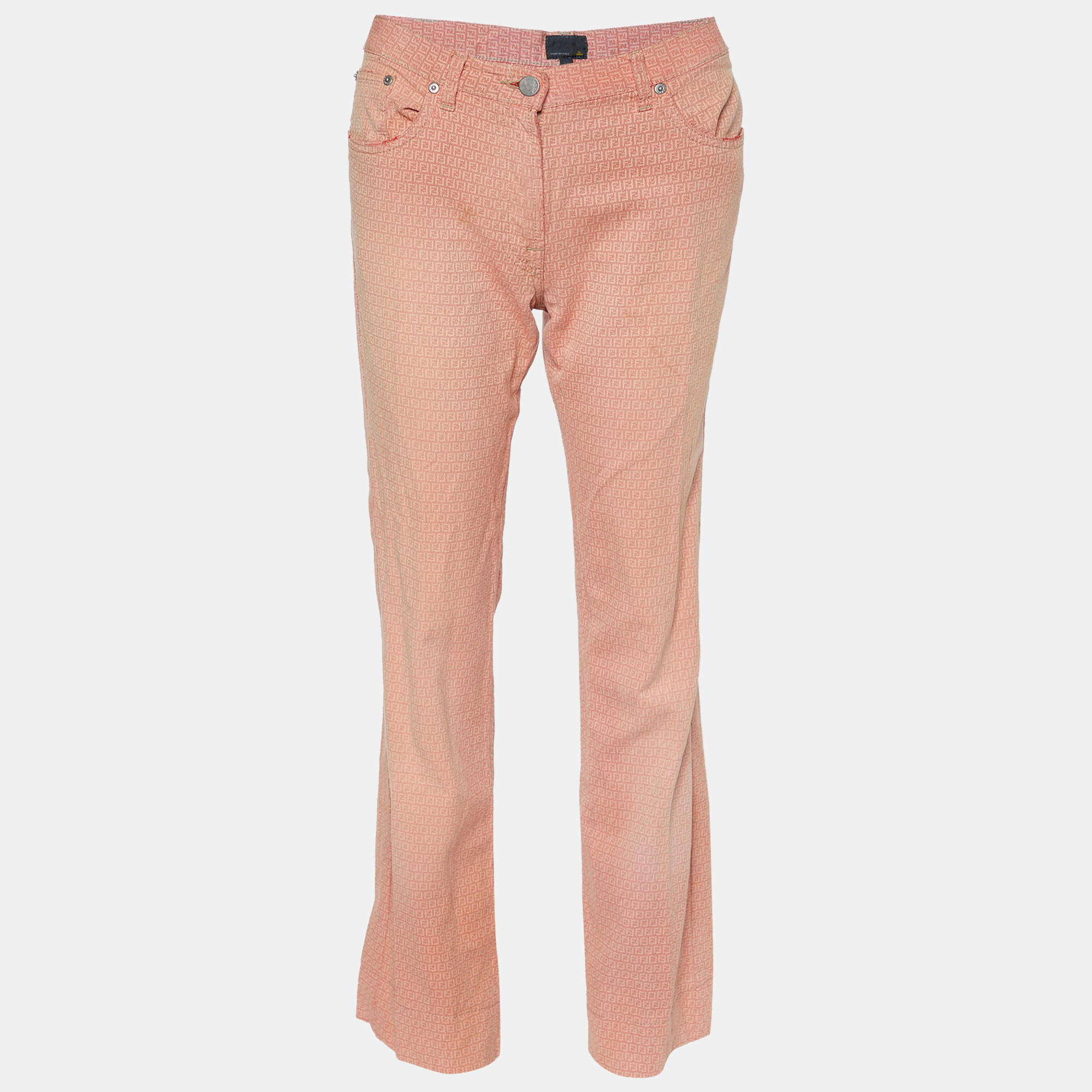 Fendi Pink Logo Monogram Denim Flared Leg Jeans L Fendi | TLC