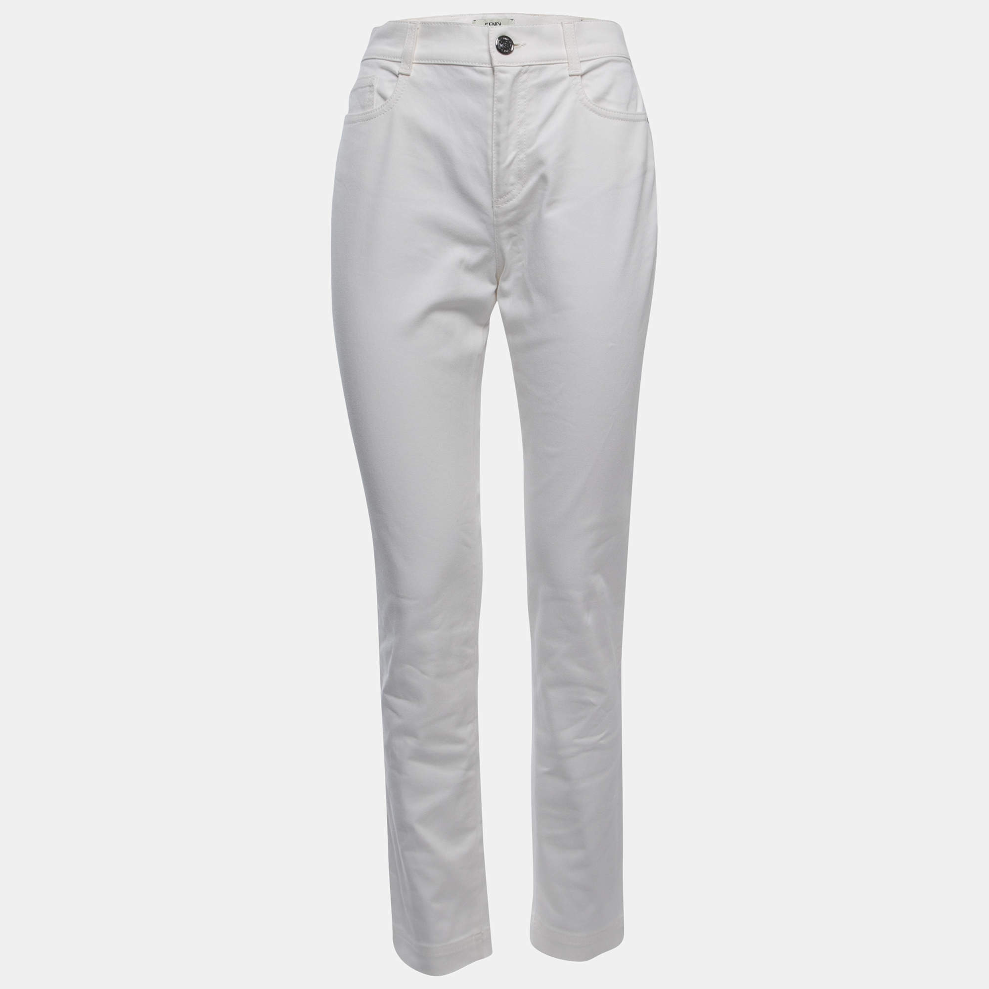 Pre Owned Fendi White Denim Skinny  Jeans M Waist 29"