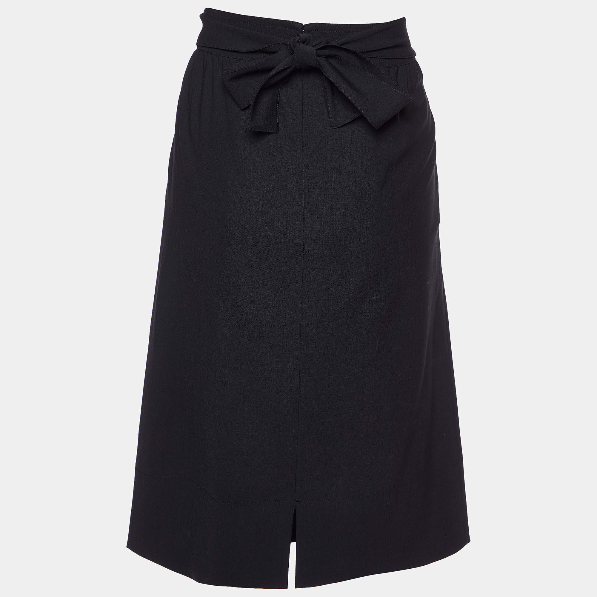 Fendi Black Wool Knee Length Skirt M