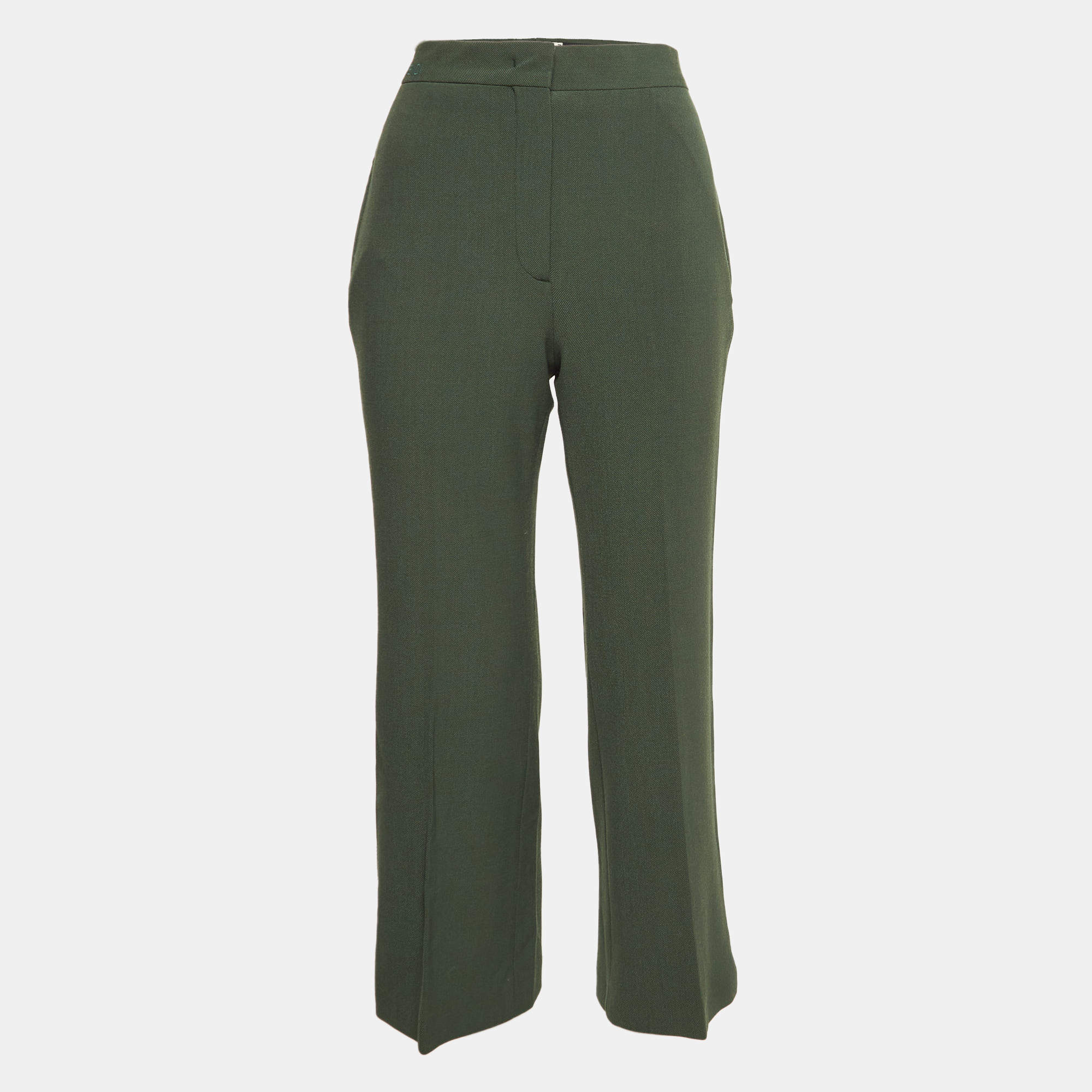 Fendi Green Gabardine Wool Blend Capri Pants S