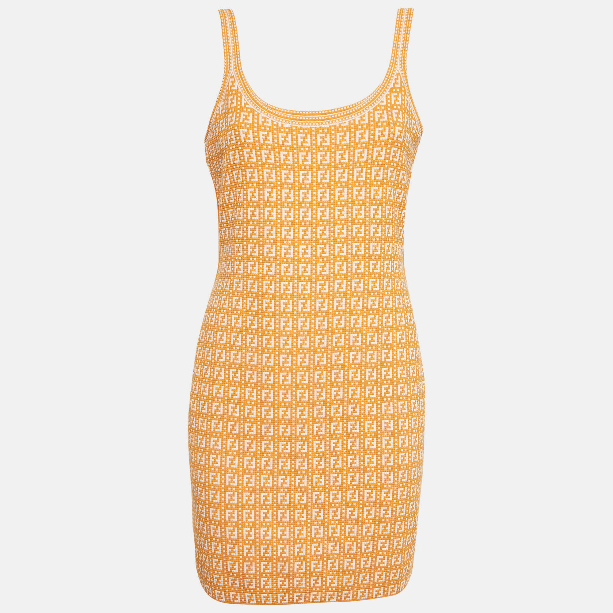 مملوكة مسبقًا Fendi Orange Zucca Knit Mini Bodycon Dress M