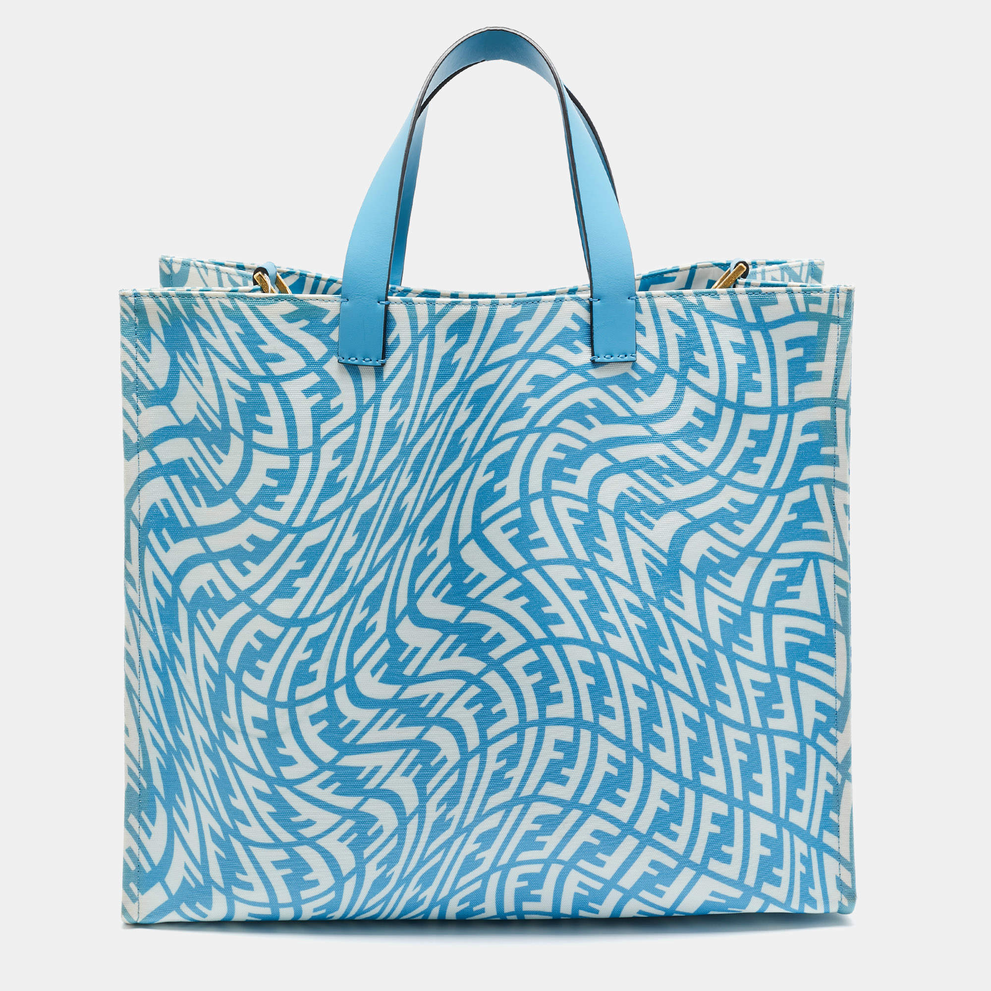 Pre Owned Fendi x Sarah Coleman Blue FF Vertigo PVC Shopper Tote