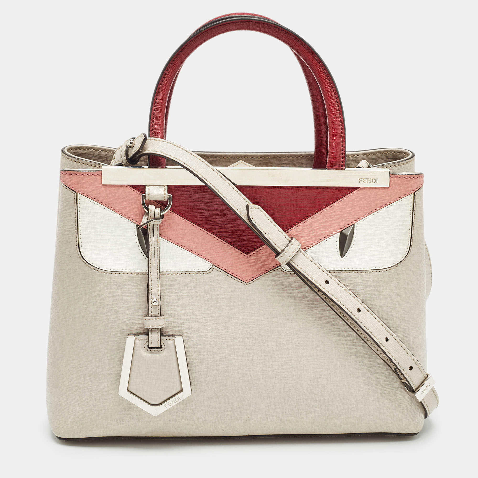 Pre Owned Fendi Tricolor Leather Mini Monster Eye 2Jours Tote